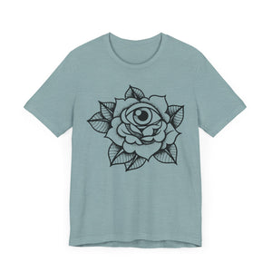 Blooming Eyeball Rose T-Shirt | Traditional Tattoo Art Design Tee - Deez Teez