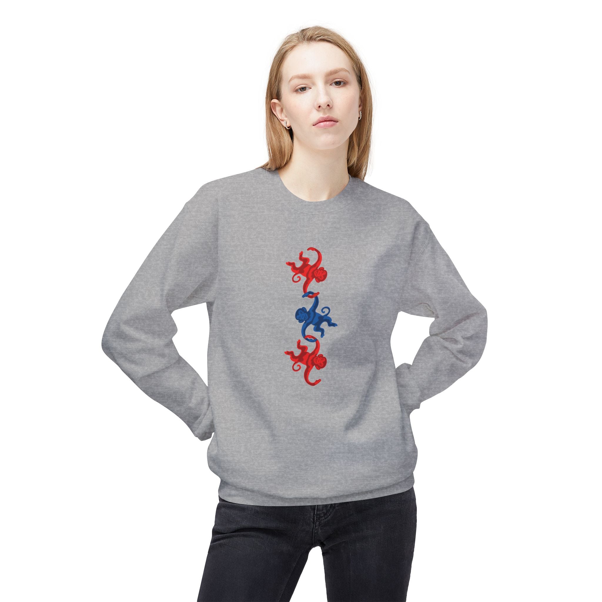 Retro Barrel of Monkeys Crewneck Sweatshirt | Nostalgic Hanging Monkeys Design - Deez Teez