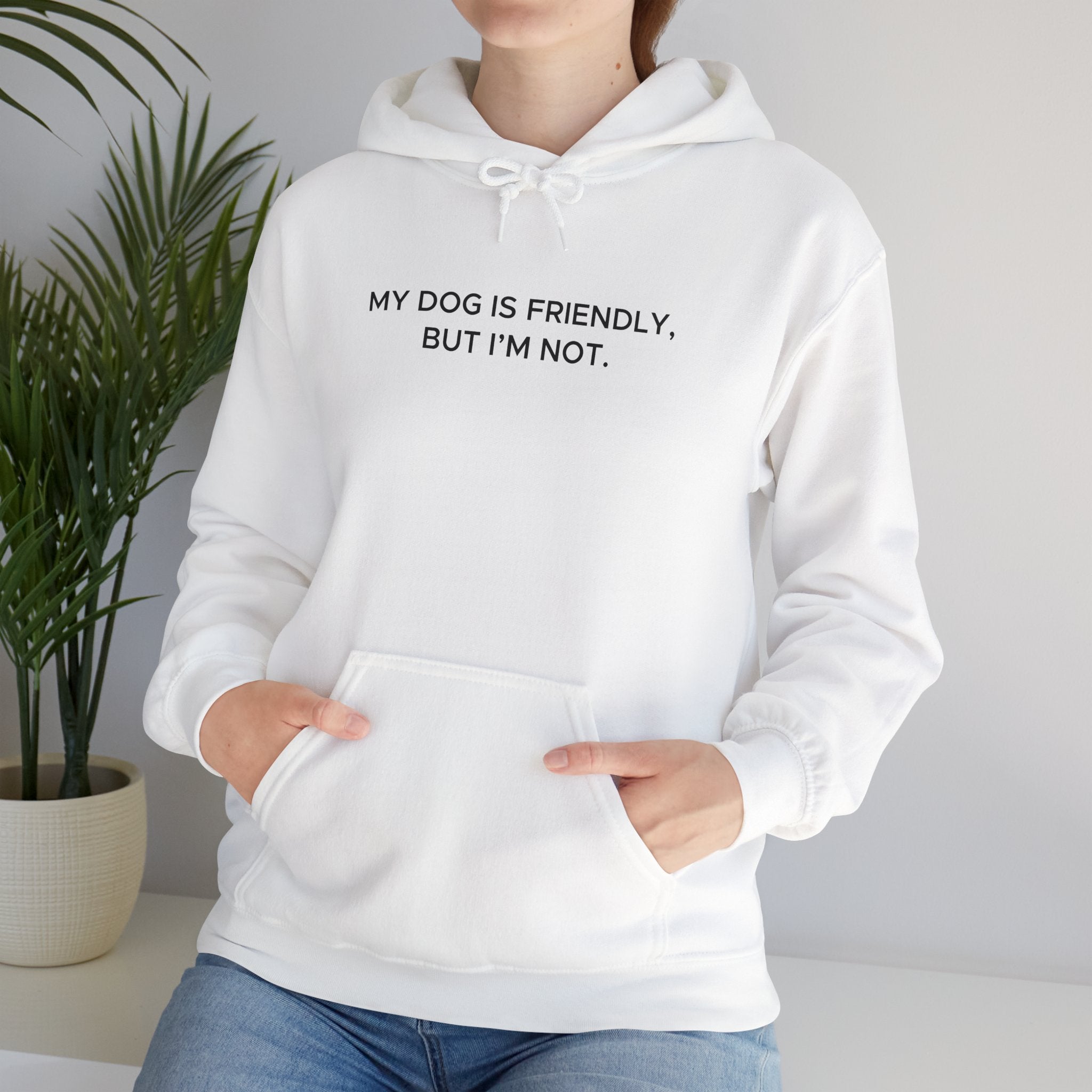 'My Dog Is Friendly, But I'm Not' Hoodie | Funny Dog Owner Warning Sweatshirt - Deez Teez