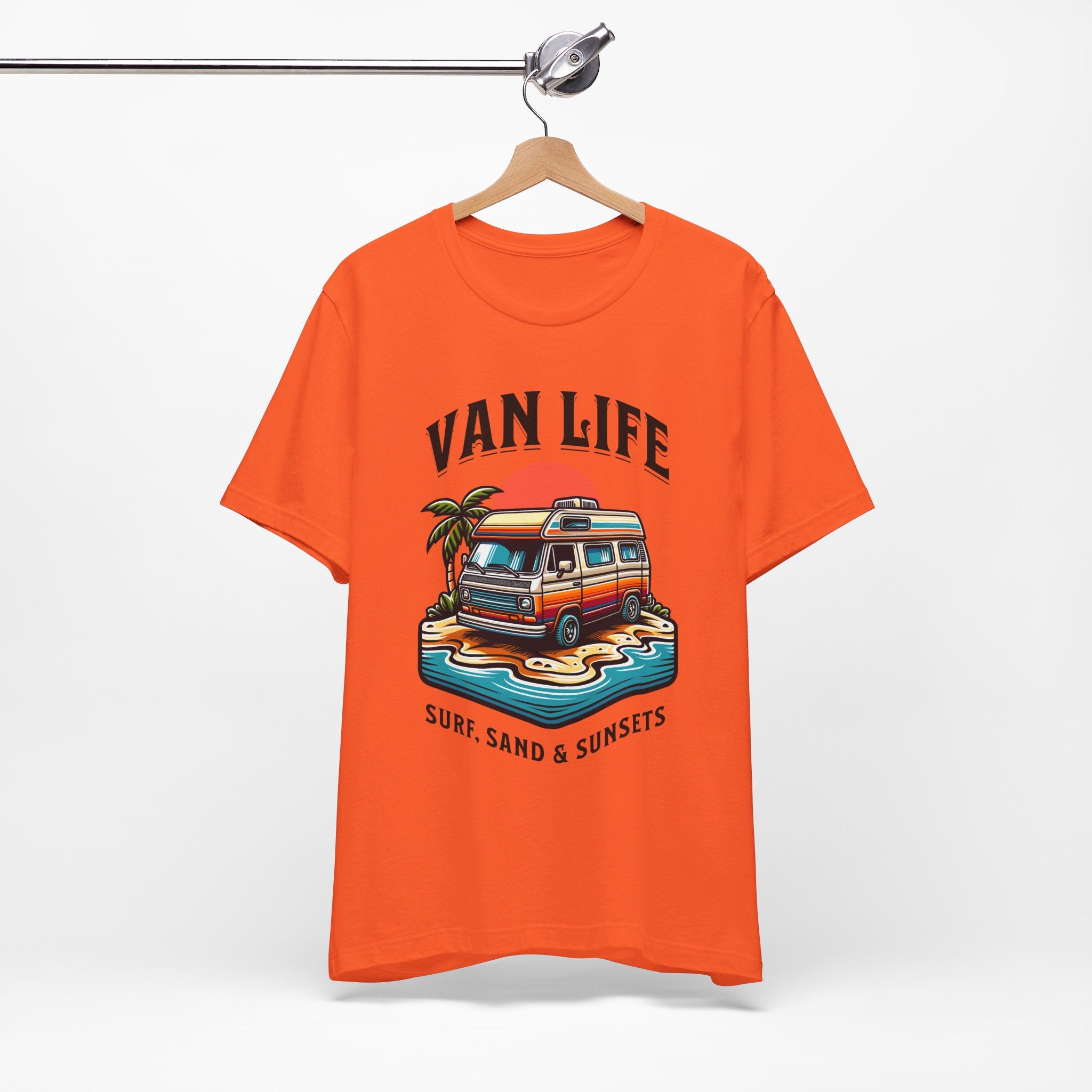 Van Life! Surf, Sand, & Sunsets Illustration | Wanderlust Vibe Graphic T-Shirt - Deez Teez