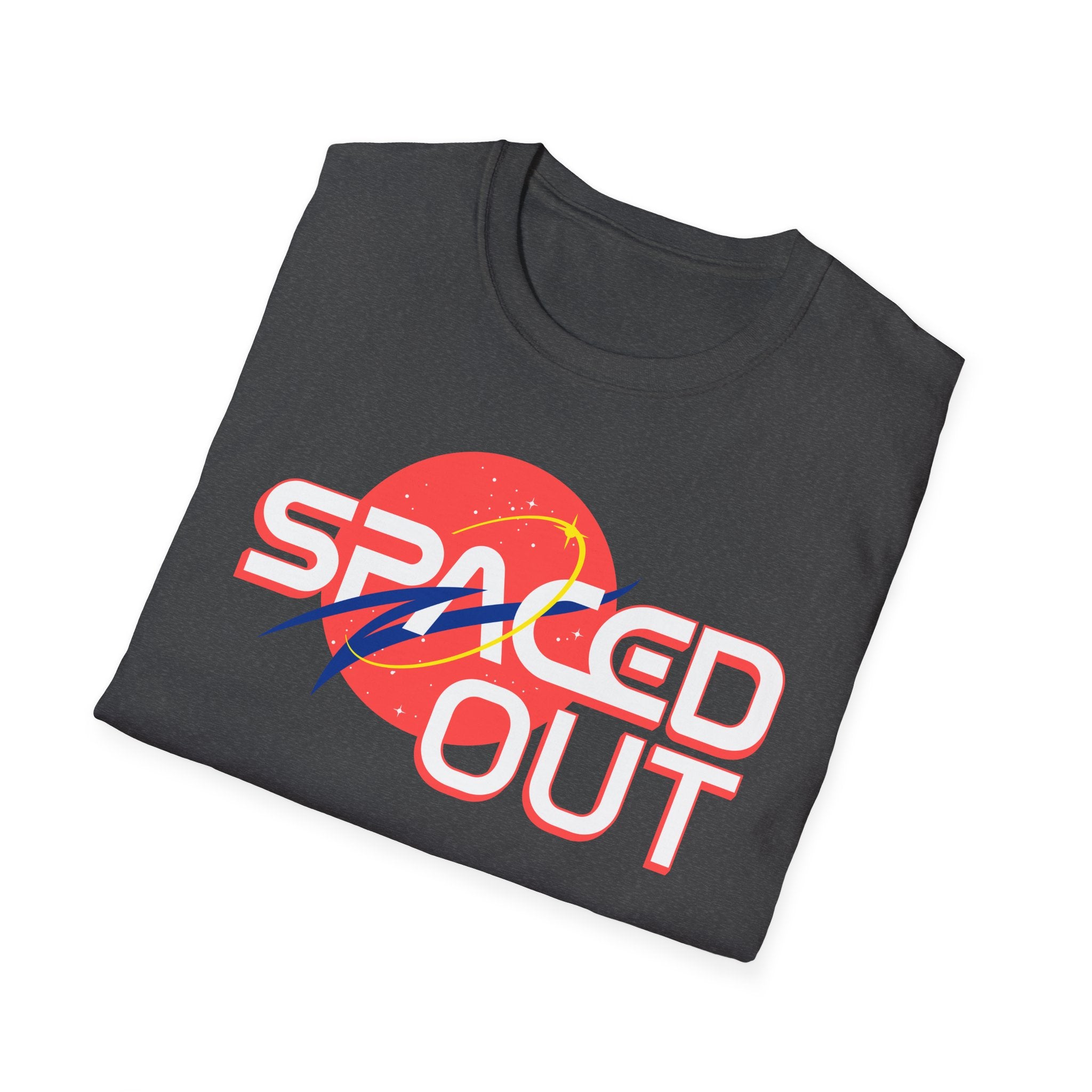 "Spaced Out" Parody Space Emblem T-Shirt | Astro Science Humor Tee - Deez Teez