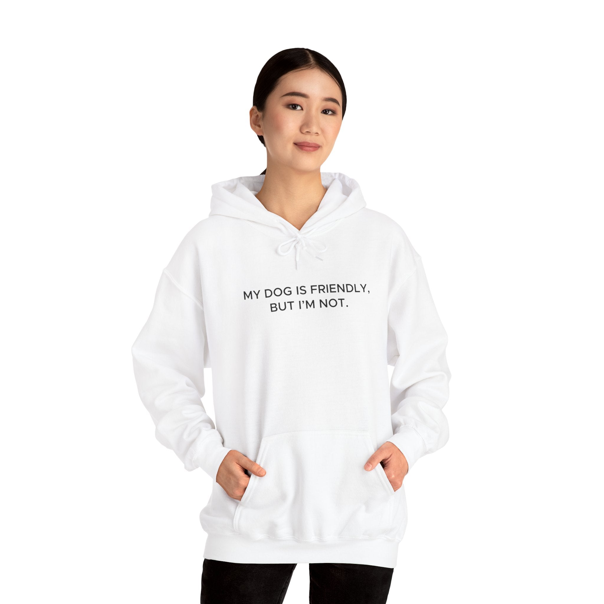 'My Dog Is Friendly, But I'm Not' Hoodie | Funny Dog Owner Warning Sweatshirt - Deez Teez