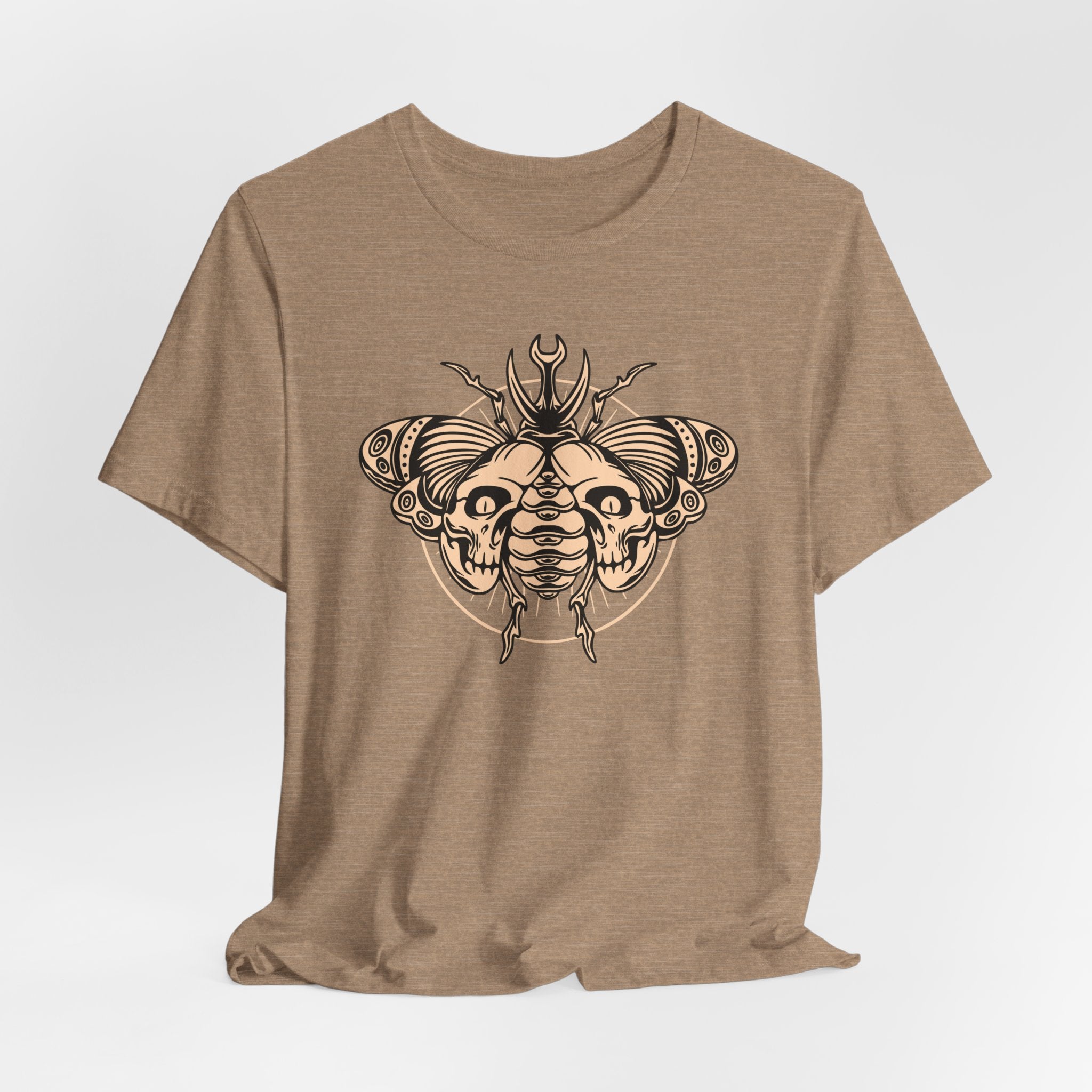 Death Beetle Skull T-Shirt | Gothic Tattoo-Inspired Tee - Deez Teez
