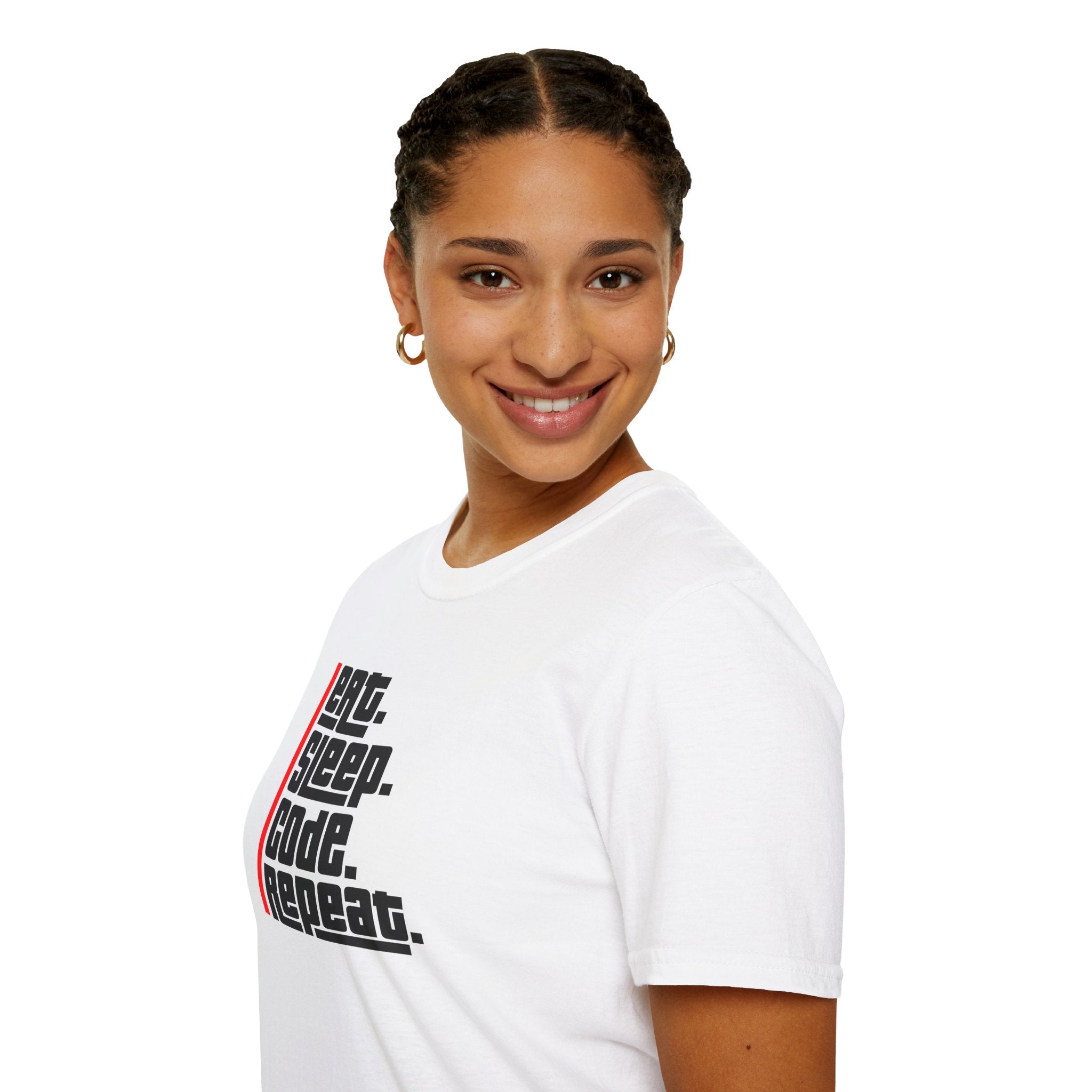 'Eat. Sleep. Code. Repeat.' Programmer Coder Lifestyle T-Shirt | Web Developer Tee - Deez Teez