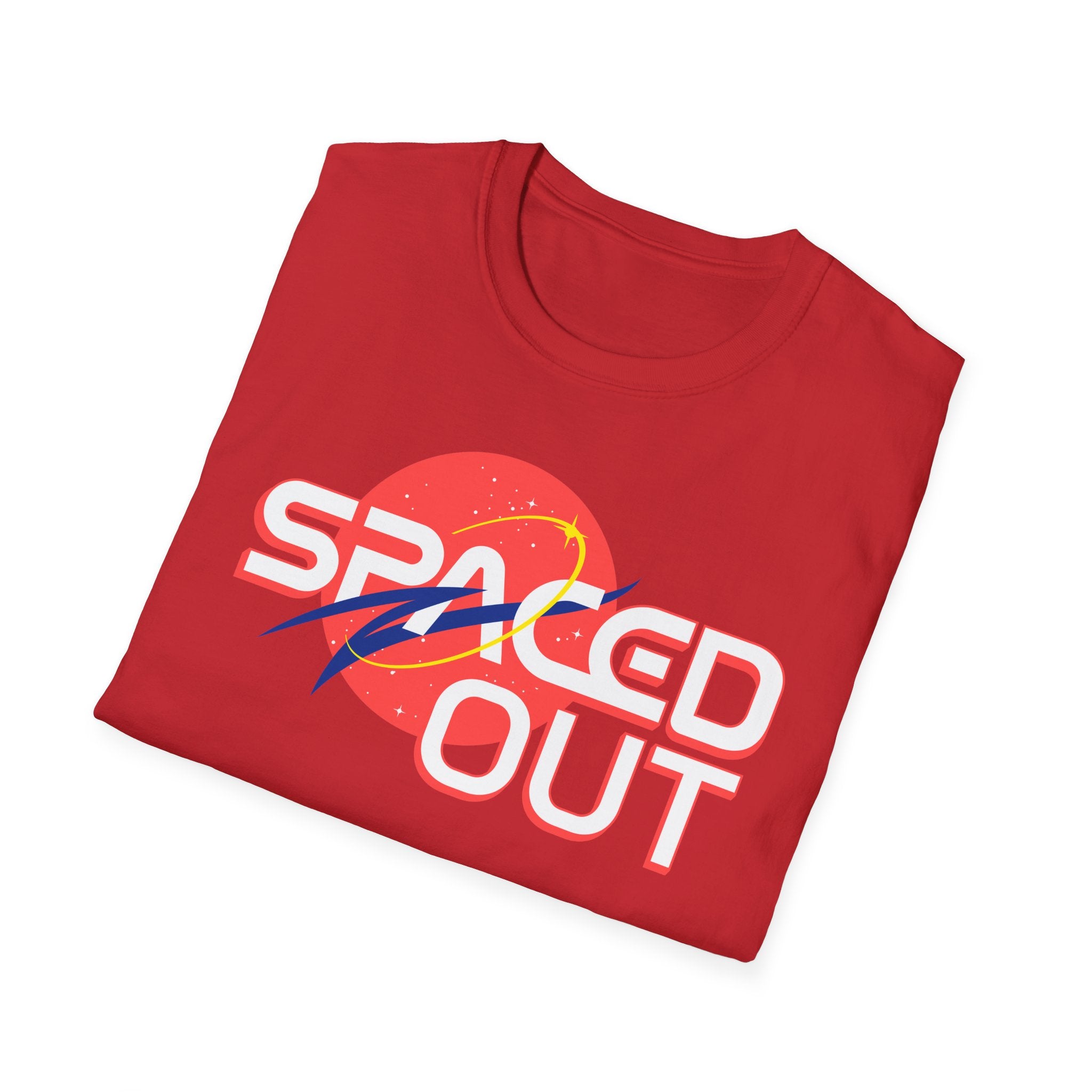 "Spaced Out" Parody Space Emblem T-Shirt | Astro Science Humor Tee - Deez Teez