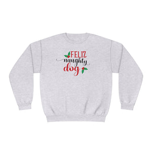 'Feliz Naughty Dog' Funny Christmas Unisex NuBlend® Crewneck Sweatshirt - Deez Teez
