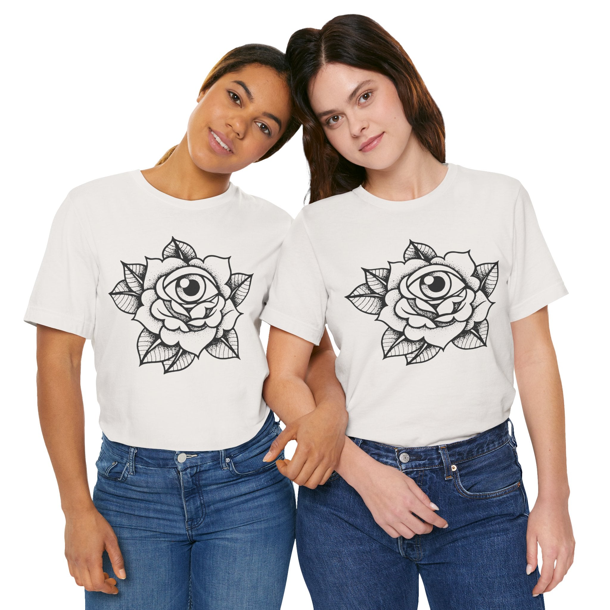 Blooming Eyeball Rose T-Shirt | Traditional Tattoo Art Design Tee - Deez Teez