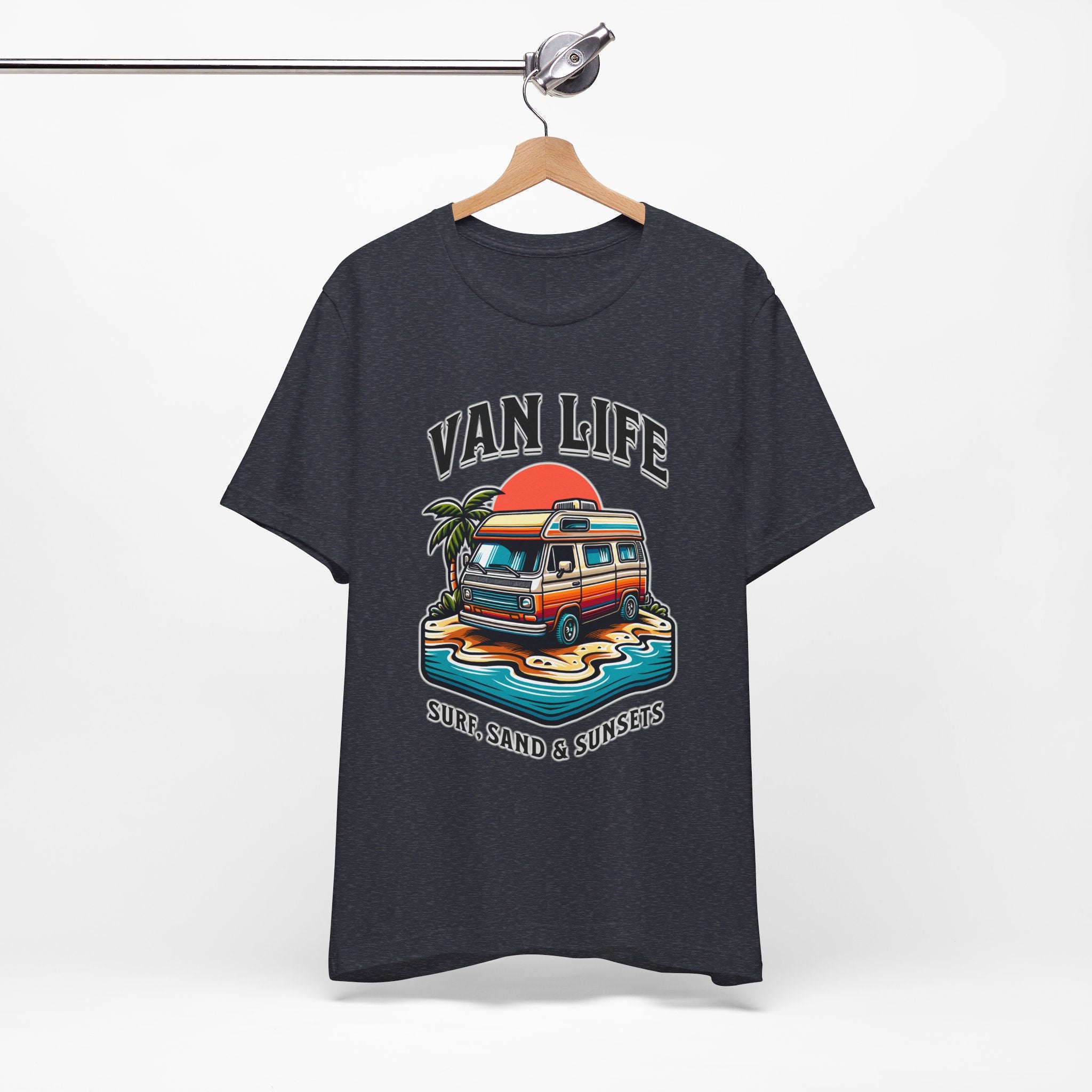 Van Life! Surf, Sand, & Sunsets Illustration | Wanderlust Vibe Graphic T-Shirt - Deez Teez