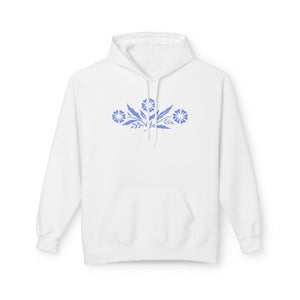 Vintage Corningware-Inspired Hoodie | Retro Blue Cornflower Dish Design - Deez Teez