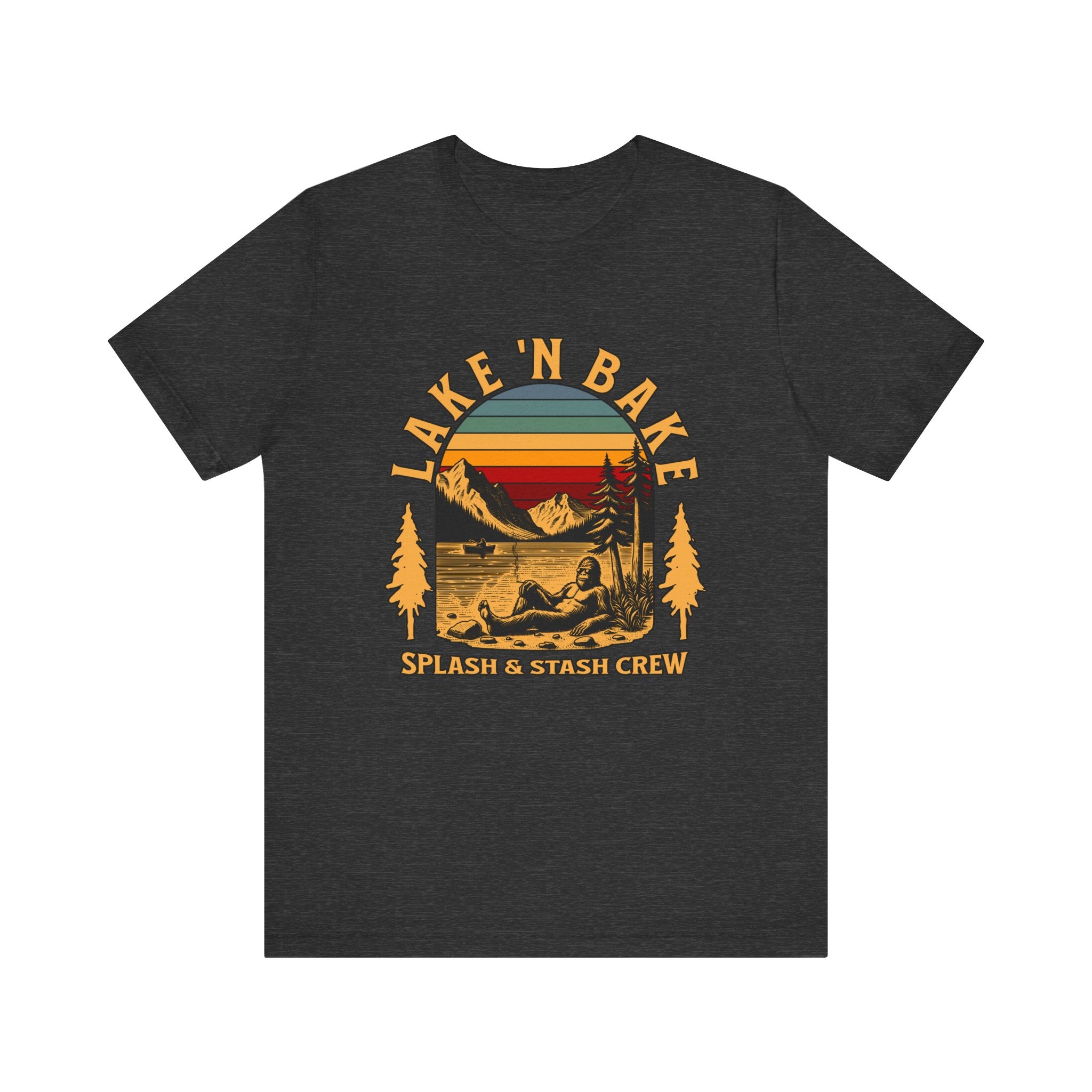 Lake & Bake Splash and Stash Crew Tee | Funny Weed Lake Life T-Shirt - Deez Teez