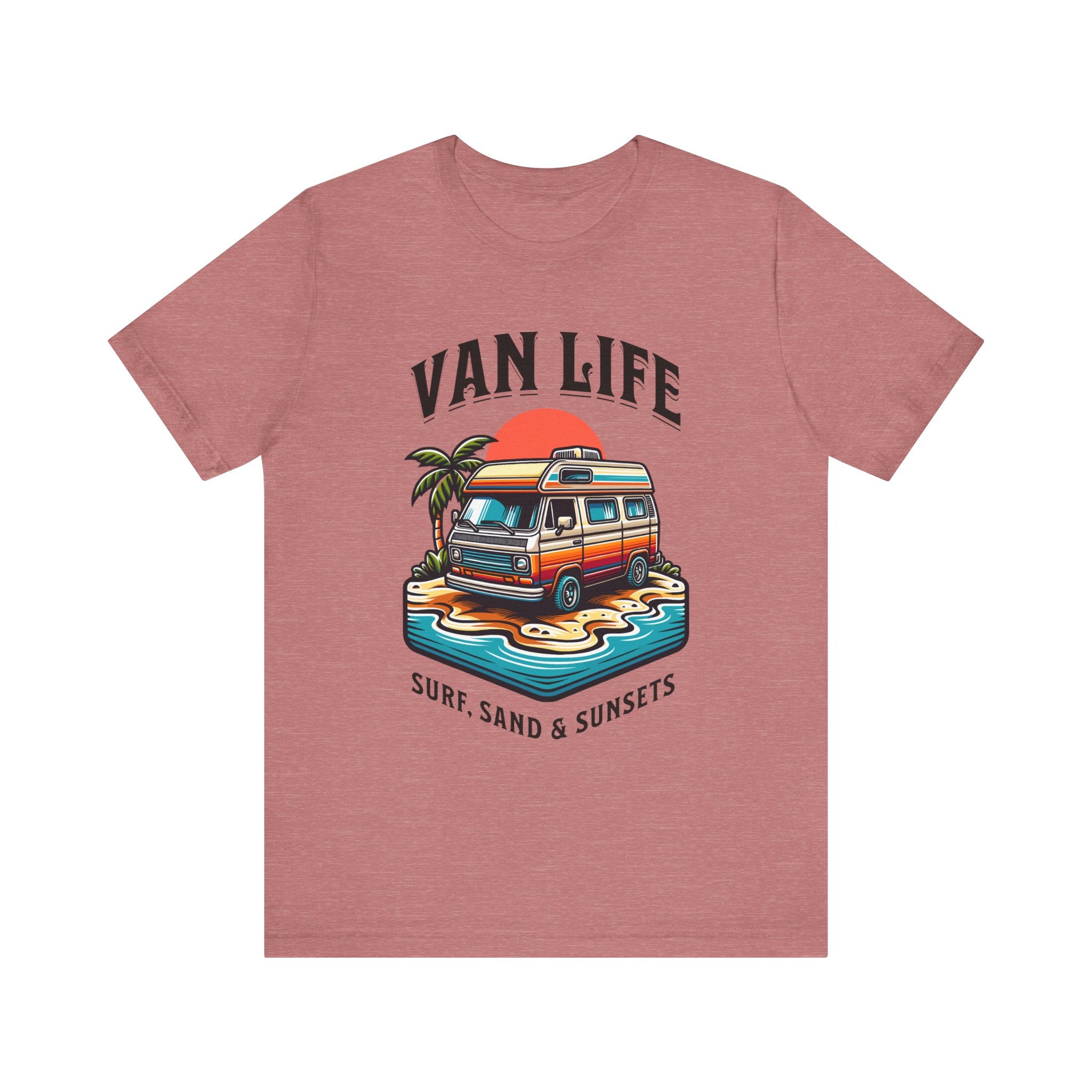 Van Life! Surf, Sand, & Sunsets Illustration | Wanderlust Vibe Graphic T-Shirt - Deez Teez