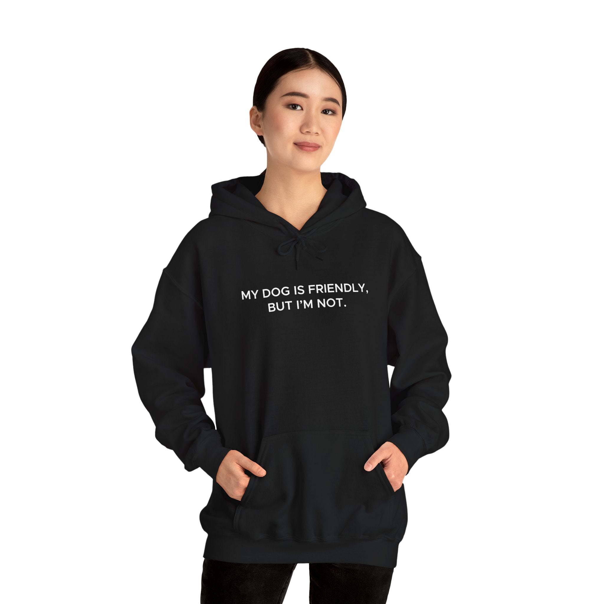 'My Dog Is Friendly, But I'm Not' Hoodie | Funny Dog Owner Warning Sweatshirt - Deez Teez