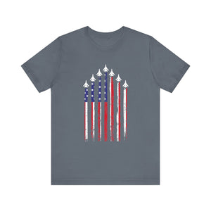 Jets Flying the American Flag T-Shirt | US Airman Patriotic Tee - Deez Teez