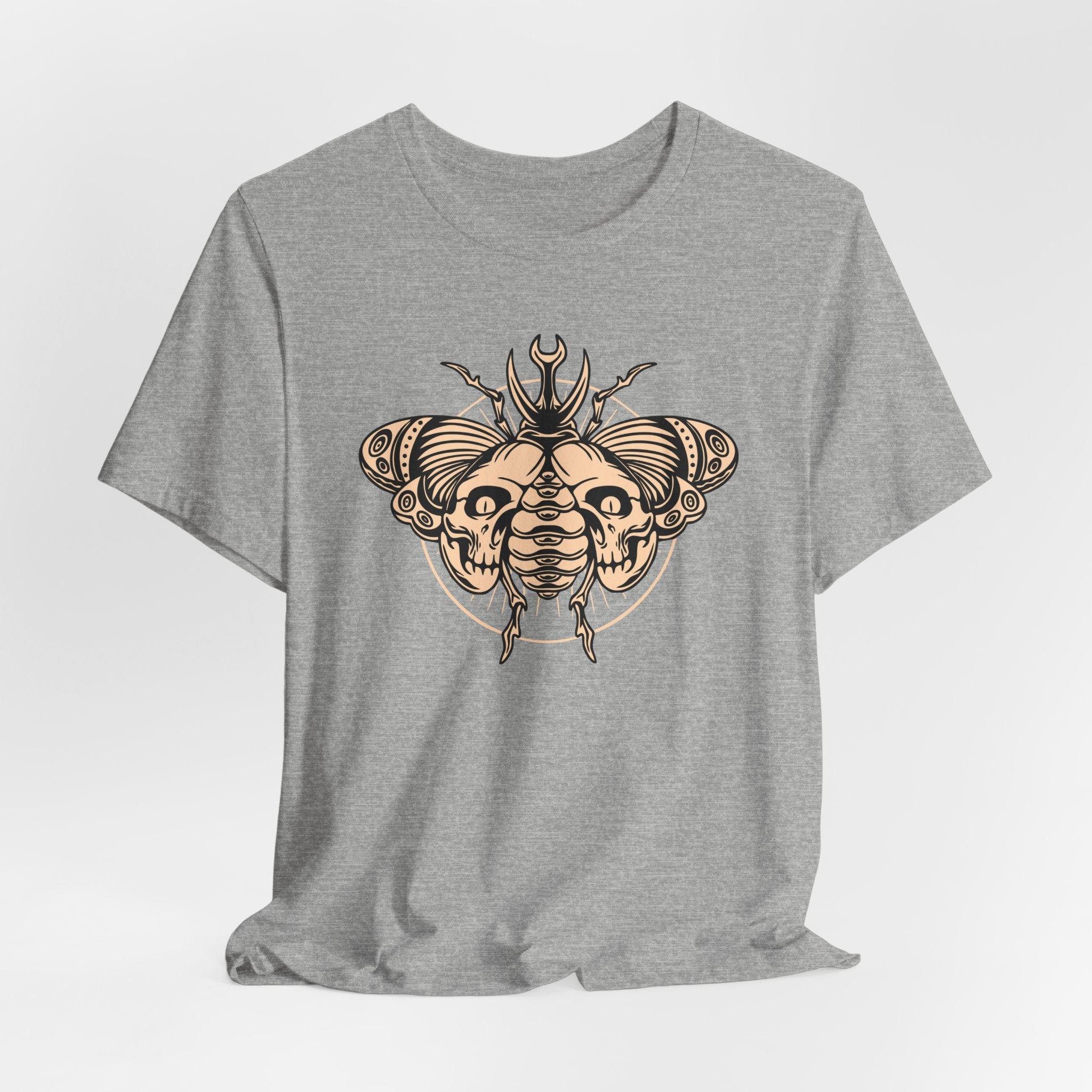 Death Beetle Skull T-Shirt | Gothic Tattoo-Inspired Tee - Deez Teez