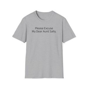 'Please Excuse My Dear Aunt Sally' T-Shirt | Mathematical Order of Operations Humor Tee - Deez Teez