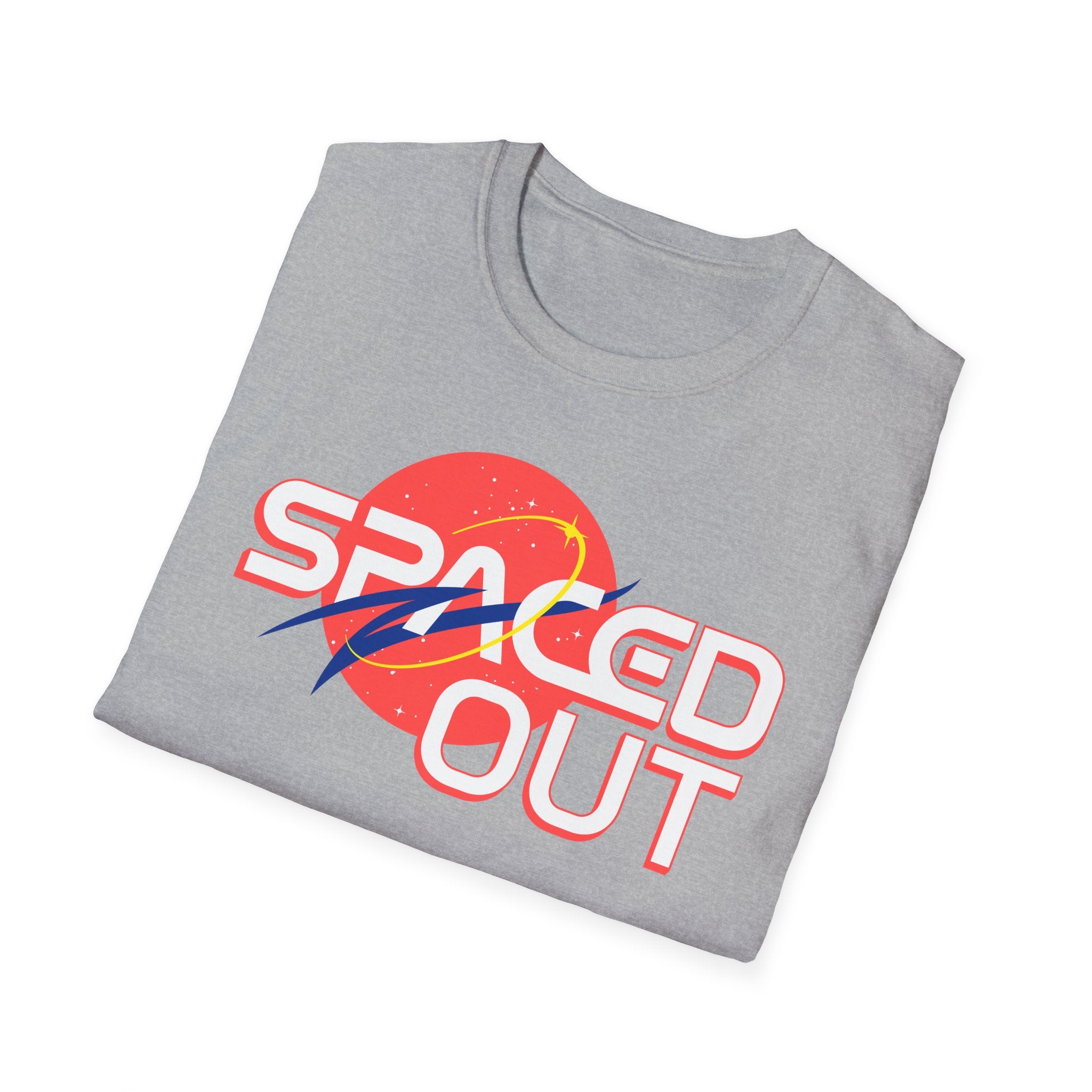 "Spaced Out" Parody Space Emblem T-Shirt | Astro Science Humor Tee - Deez Teez