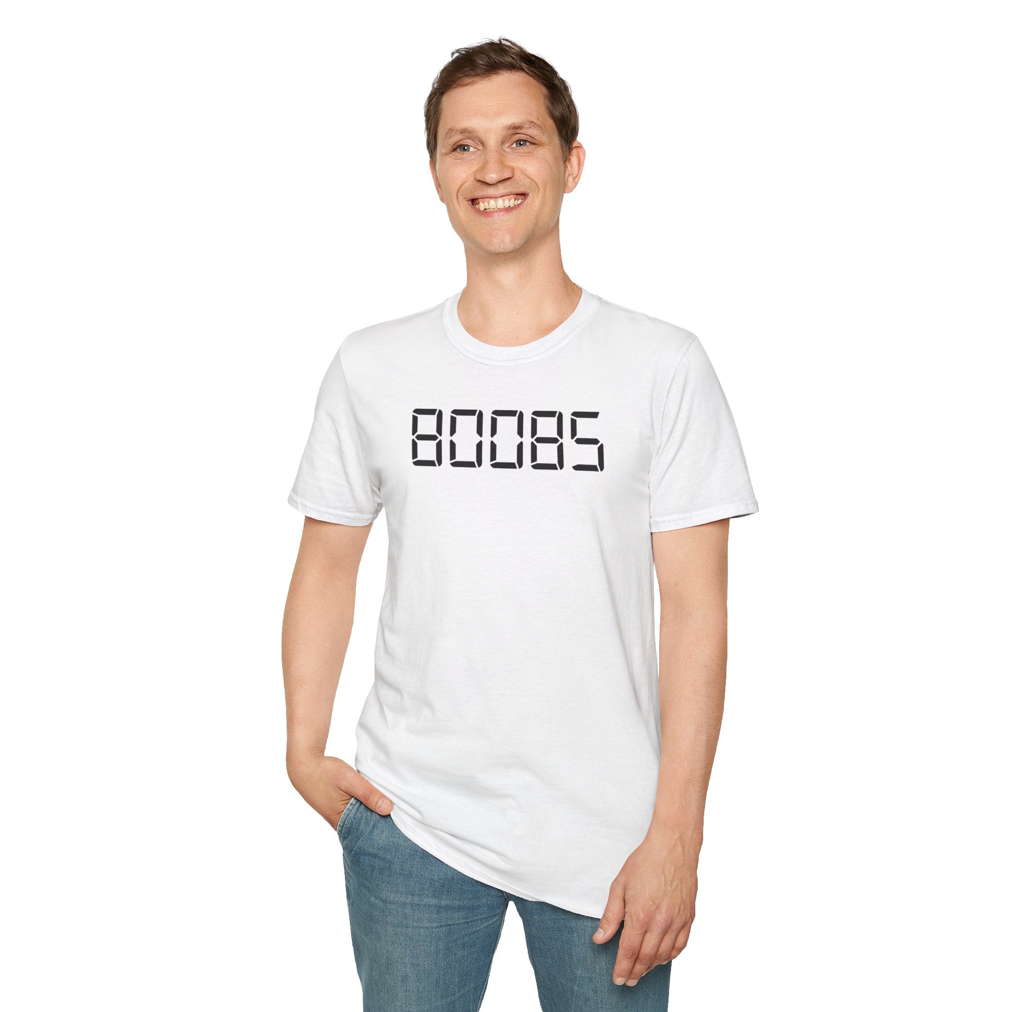 80085 'BOOBS' T-Shirt | Funny Calculator Display Text Tee - Deez Teez