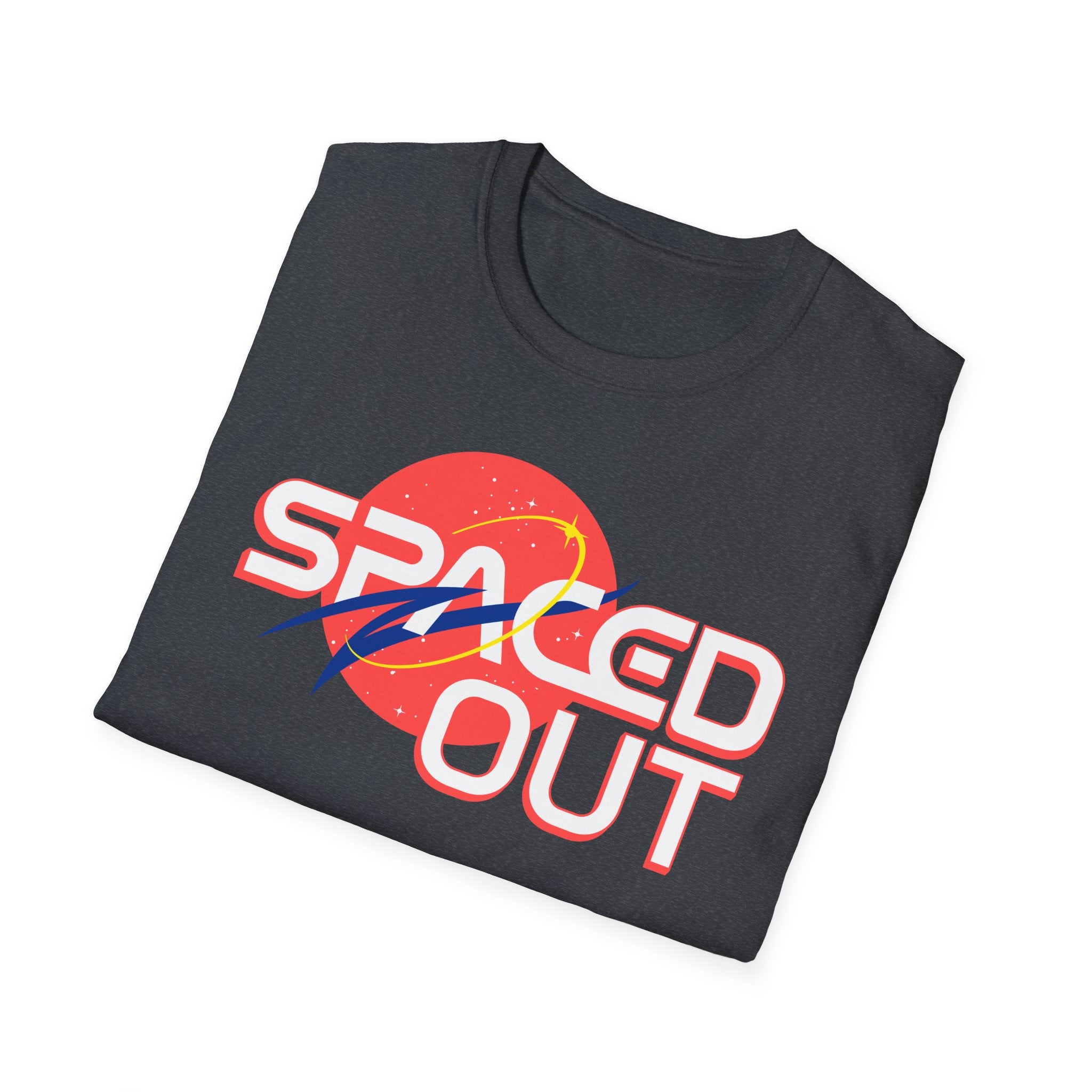 "Spaced Out" Parody Space Emblem T-Shirt | Astro Science Humor Tee - Deez Teez