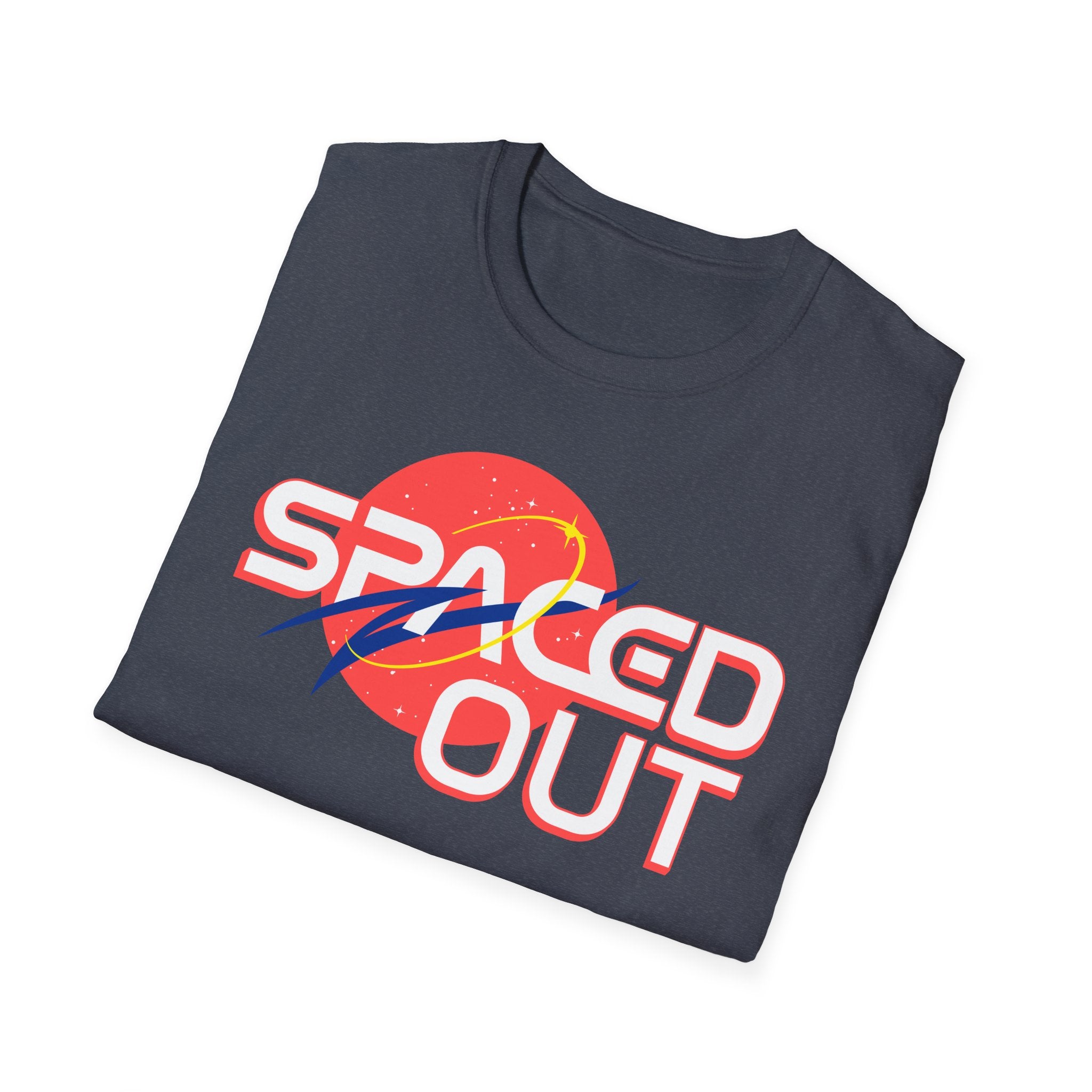 "Spaced Out" Parody Space Emblem T-Shirt | Astro Science Humor Tee - Deez Teez