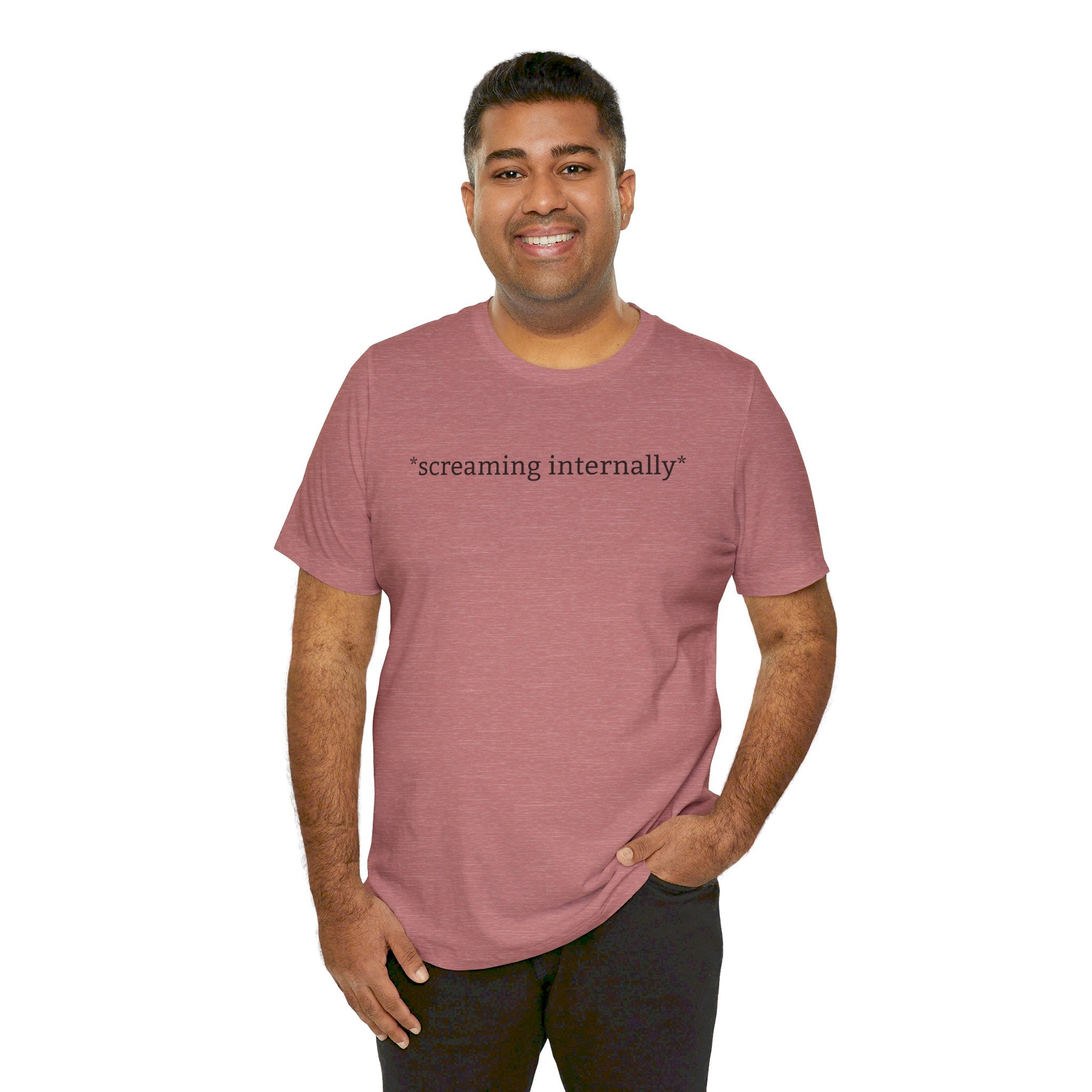 *Internally Screaming* Relatable Anxiety Vibe Check T-Shirt | Emotional Caption Tee - Deez Teez