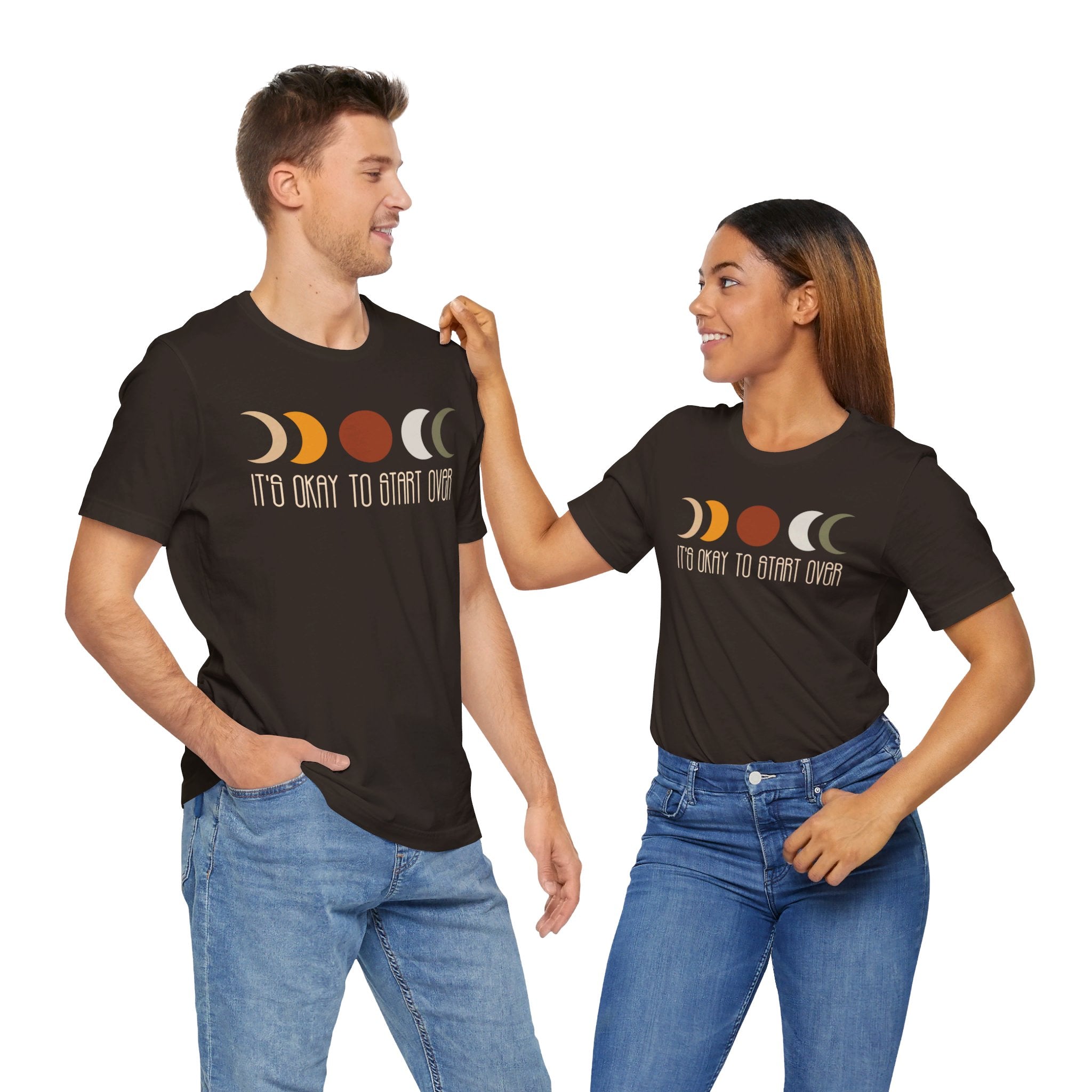 'It's Okay To Start Over' Moon Phase T-Shirt - Deez Teez