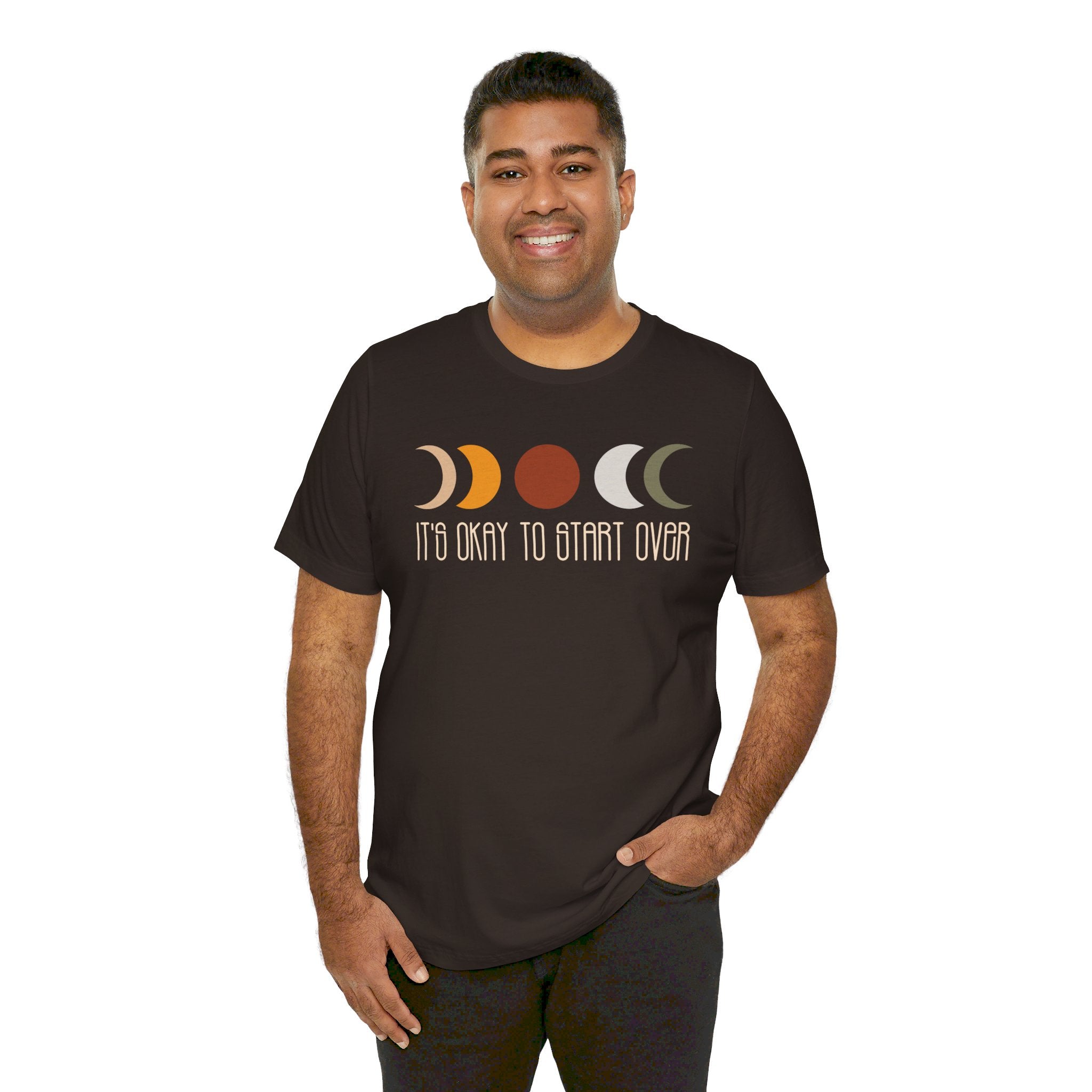 'It's Okay To Start Over' Moon Phase T-Shirt - Deez Teez