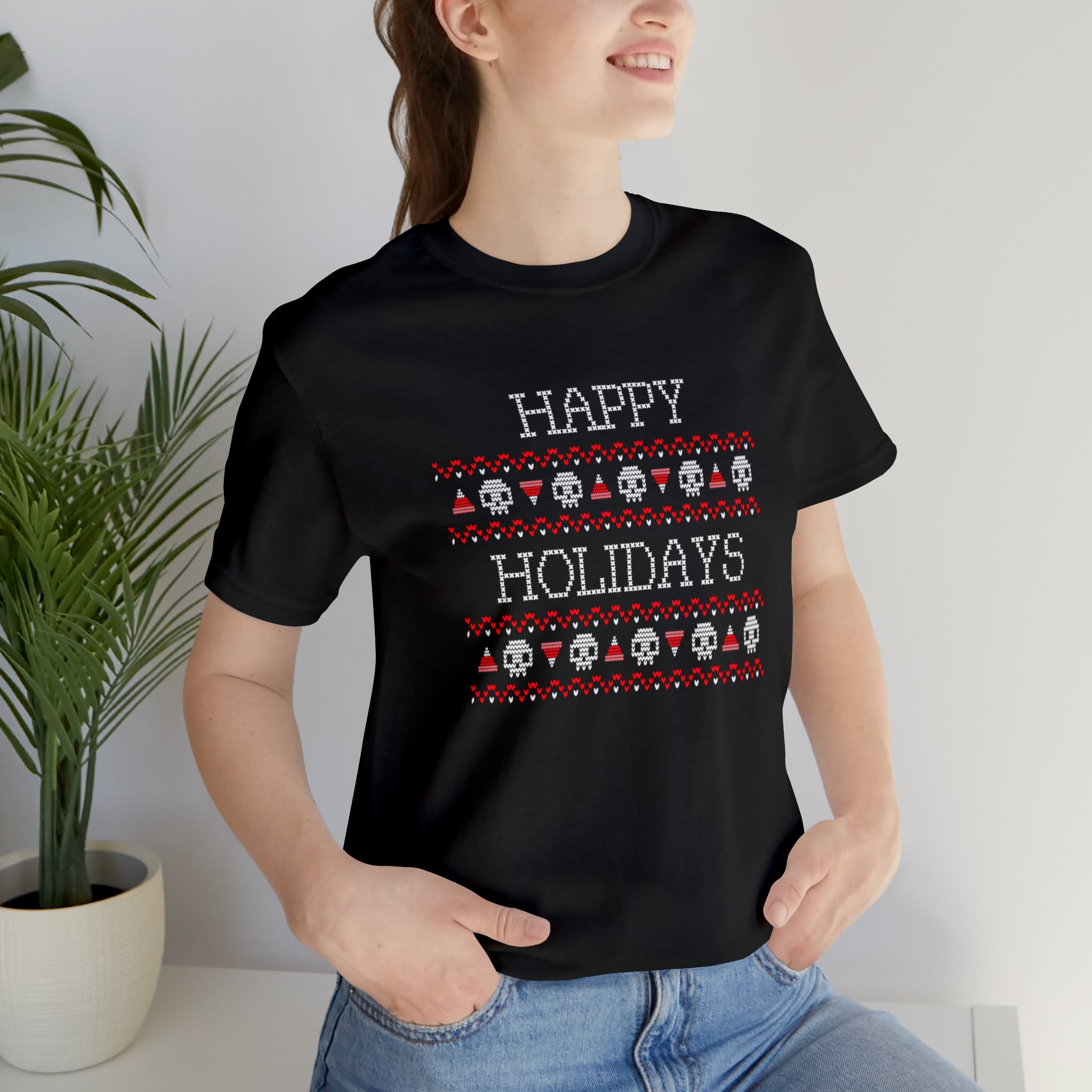 Happy Holidays Skull T-Shirt (Halloween Theme) - Deez Teez