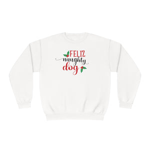 'Feliz Naughty Dog' Funny Christmas Unisex NuBlend® Crewneck Sweatshirt - Deez Teez