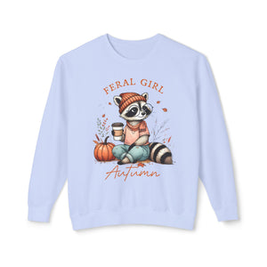 'Feral Girl Autumn' Pullover Crewneck Sweatshirt | Fall Apparel - Deez Teez