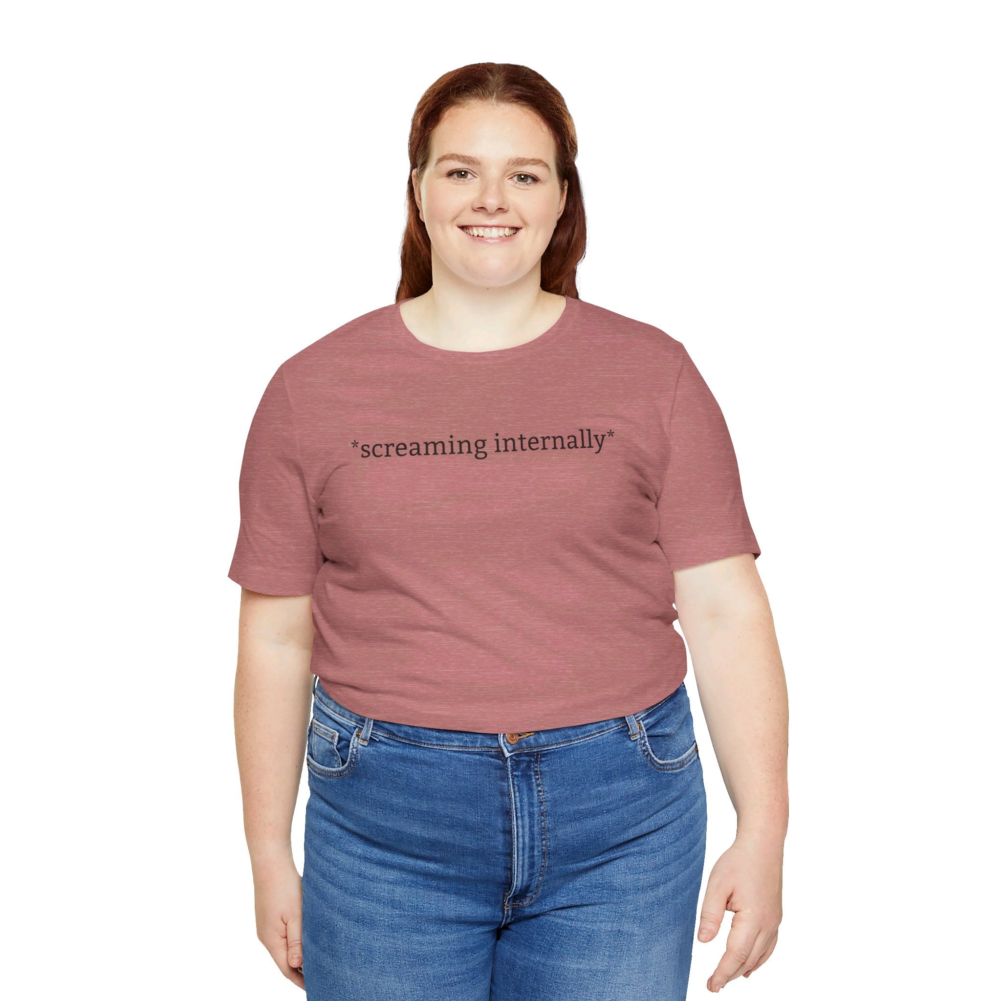 *Internally Screaming* Relatable Anxiety Vibe Check T-Shirt | Emotional Caption Tee - Deez Teez