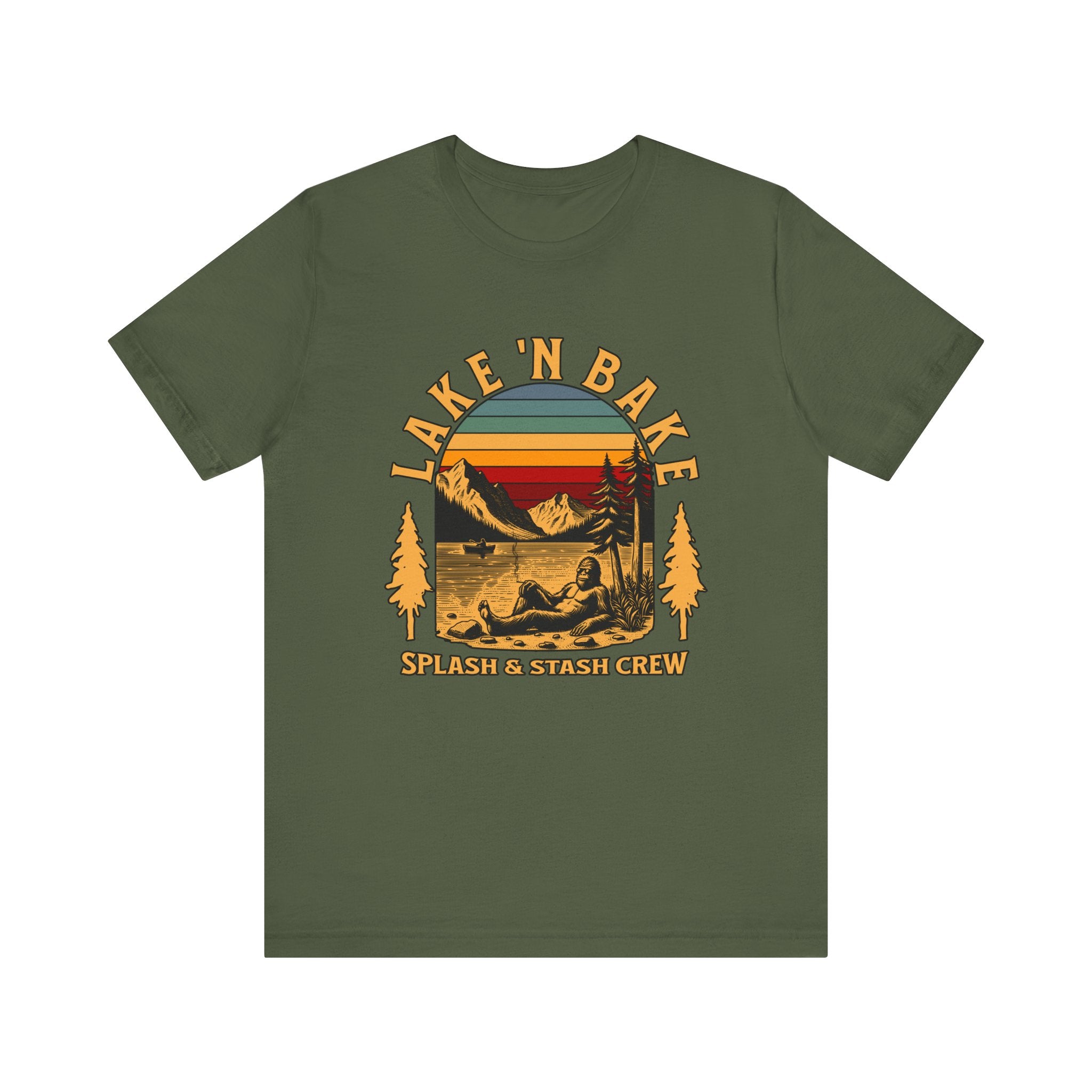 Lake & Bake Splash and Stash Crew Tee | Funny Weed Lake Life T-Shirt - Deez Teez