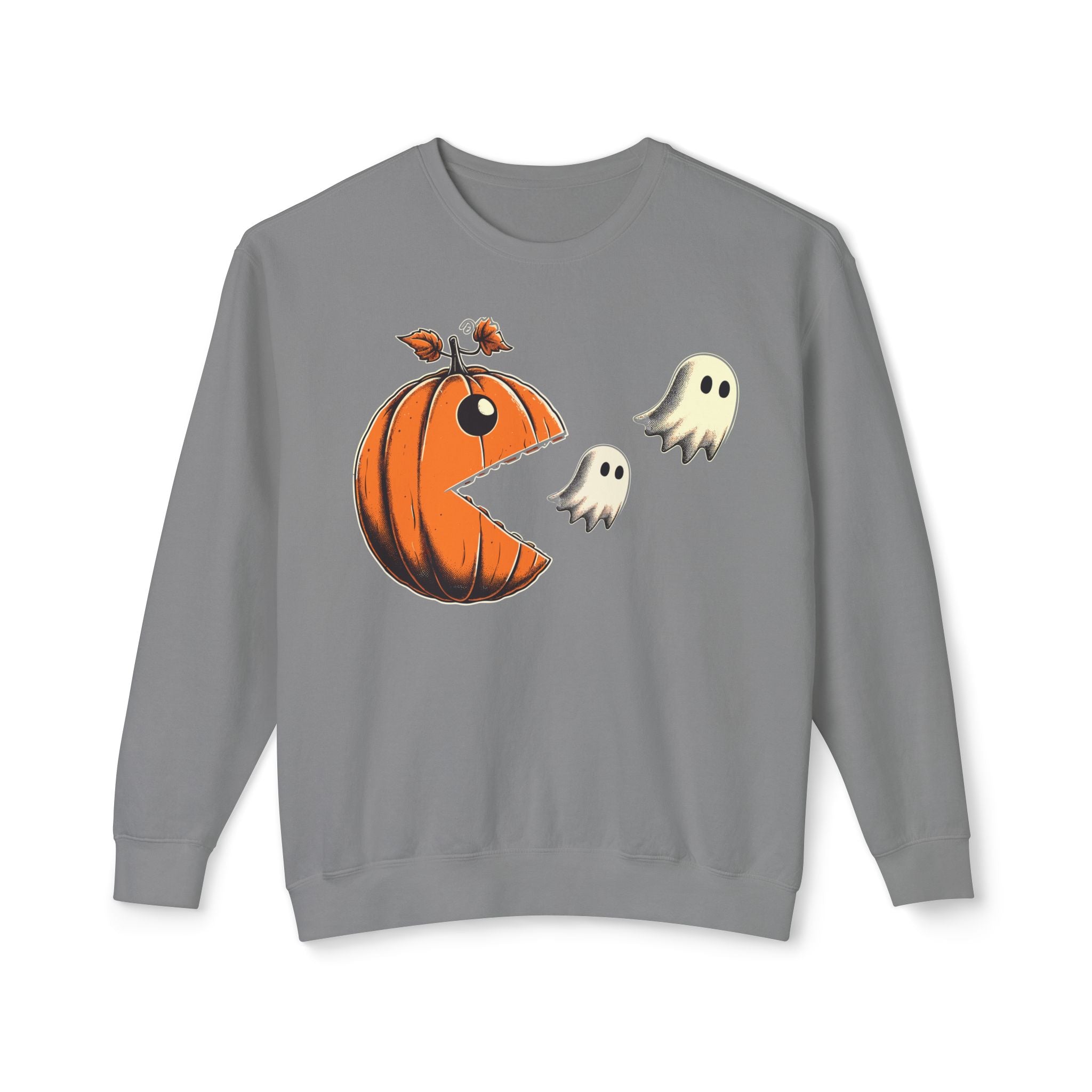 Pumpkin Pac-Man Chase Halloween Sweatshirt | Iconic Video Game Fall Fashion - Deez Teez