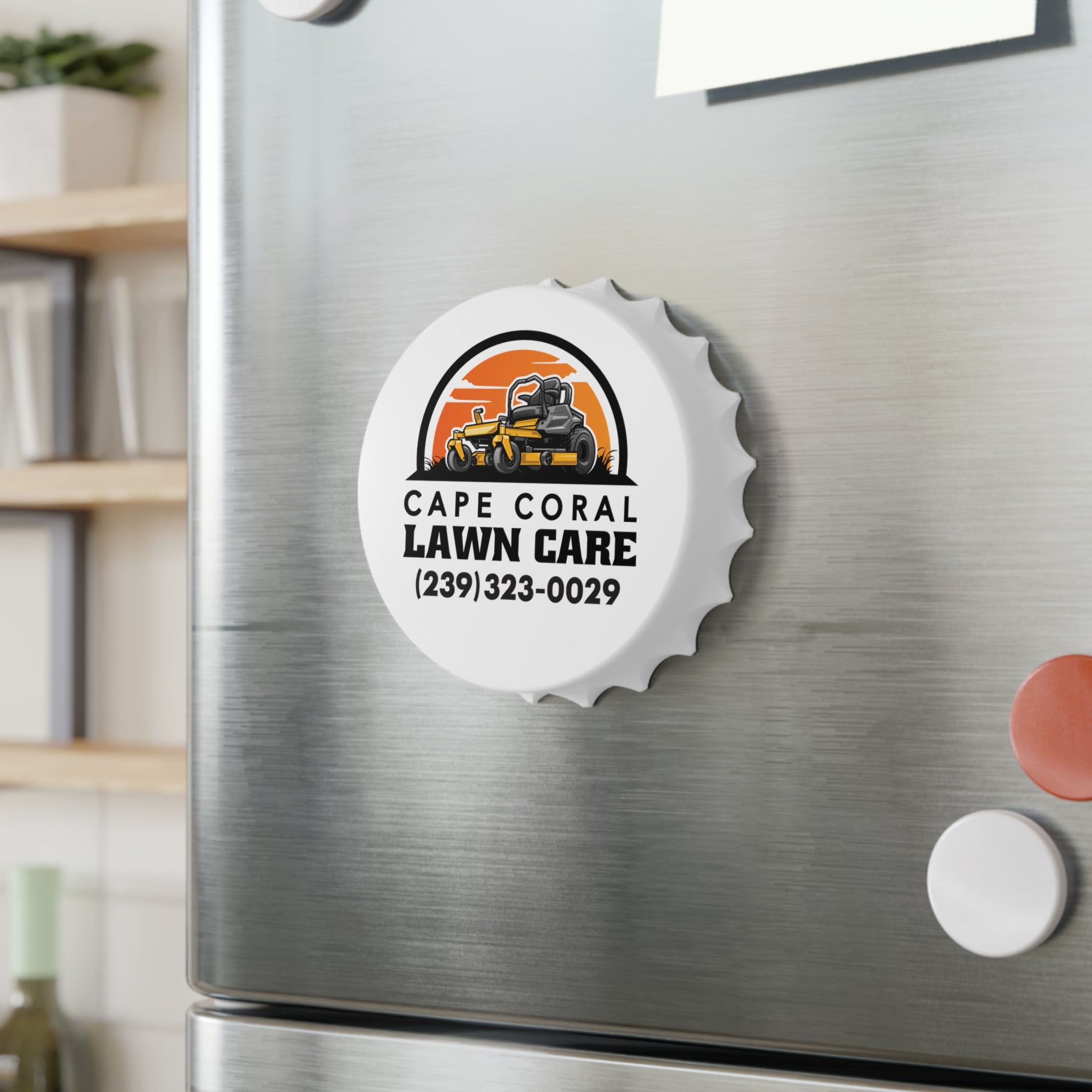 Cape Coral Lawn Care Custom Brand Design | Refrigerator Magnet Bottle Opener - Deez Teez