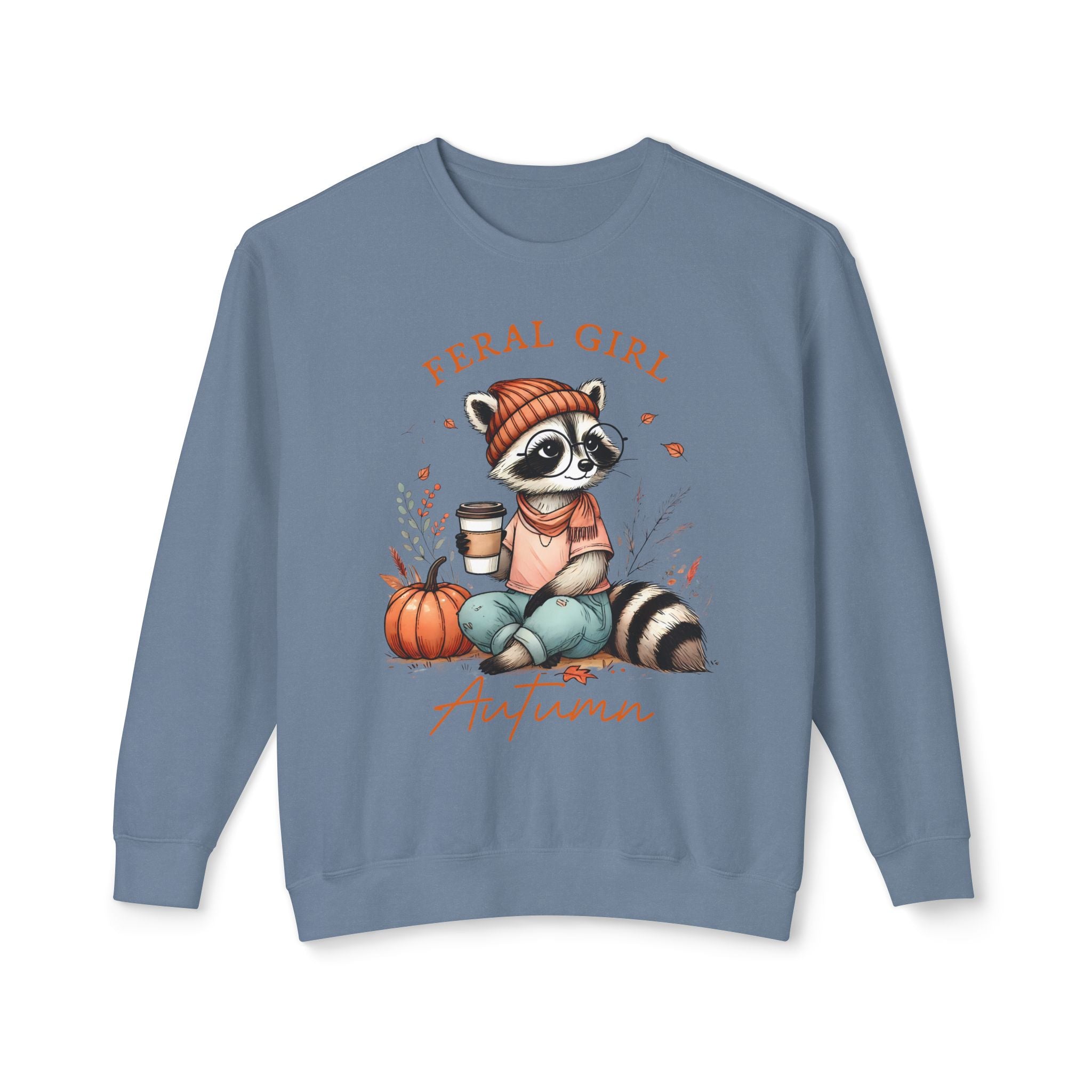 'Feral Girl Autumn' Pullover Crewneck Sweatshirt | Fall Apparel - Deez Teez