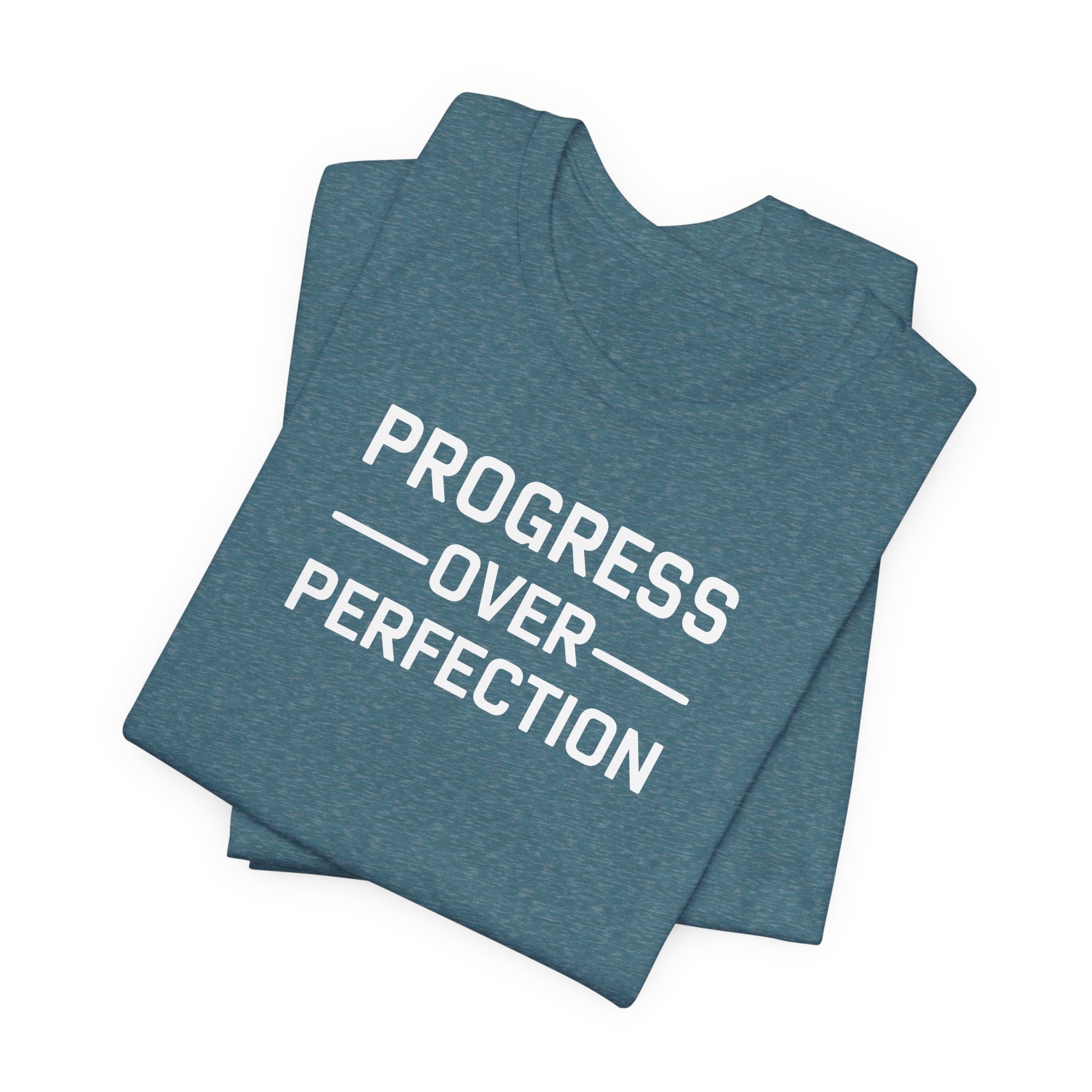 'Progress Over Perfection' Iterative Improvement T-shirt | Motivational Statement Unisex Jersey Short Sleeve Tee