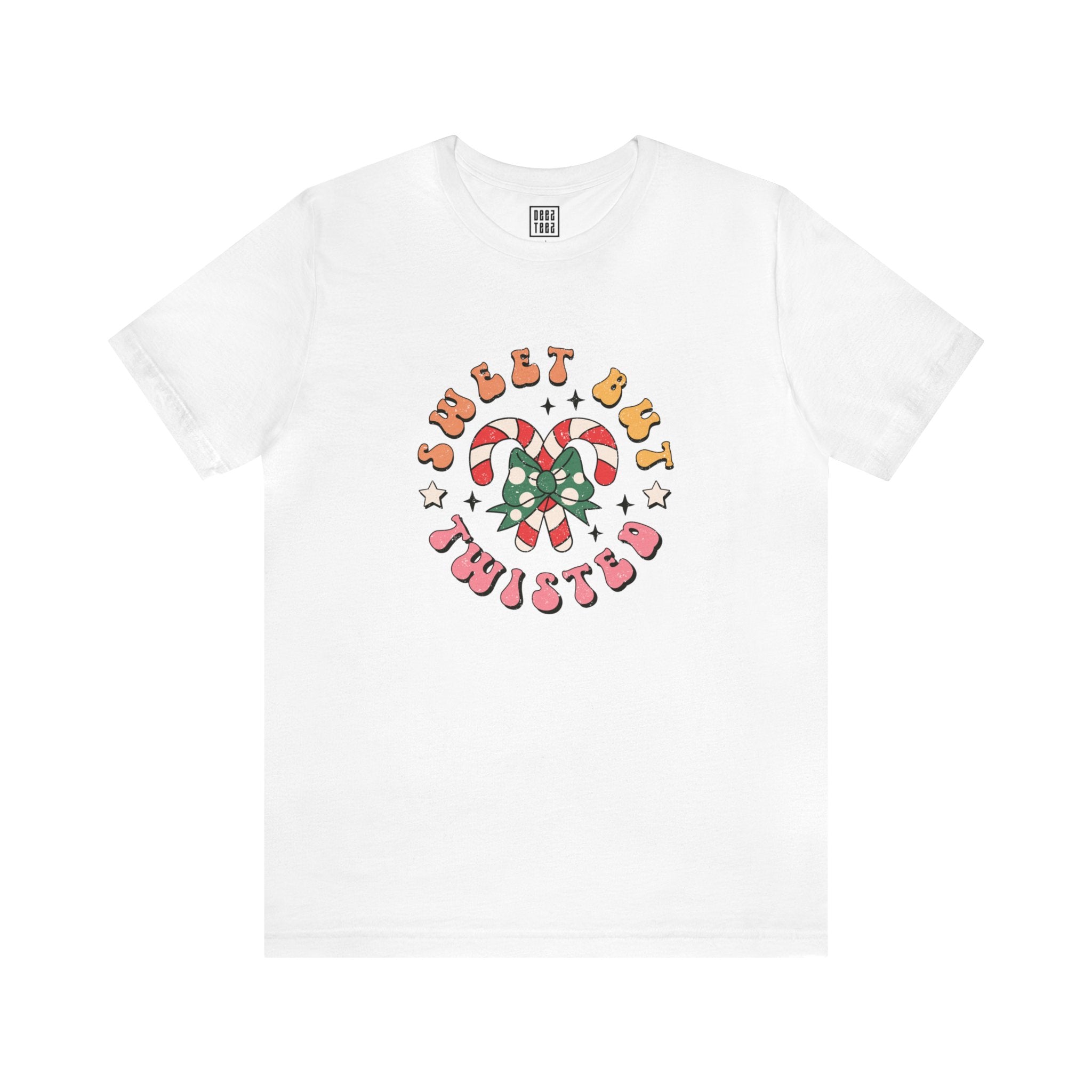 Sassy Christmas Festive T-Shirt | 'Sweet, But Twisted' | Candy Cane Holiday Tee - Deez Teez