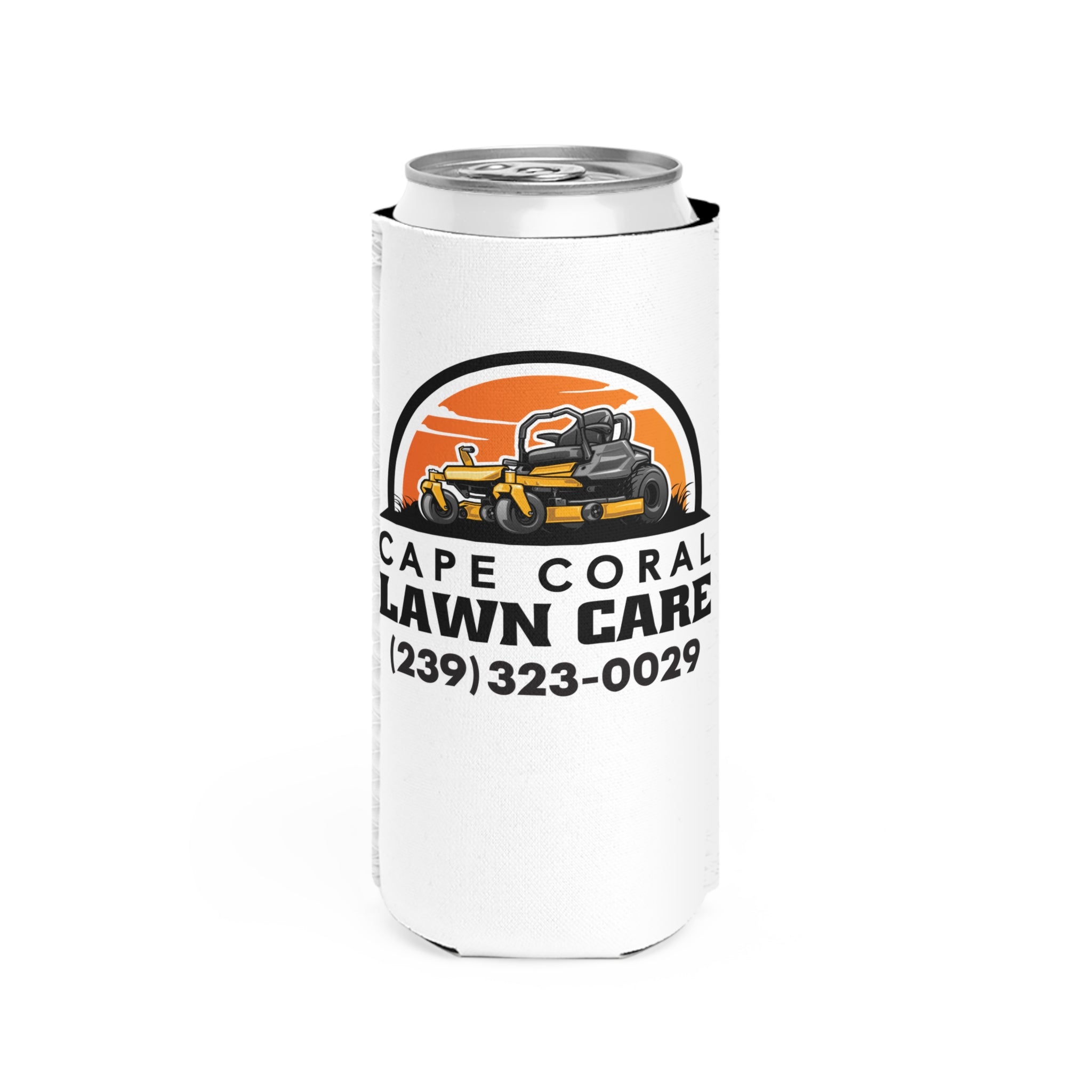 Slim Can Cooler - Cape Coral Lawn Care Custom Brand Design - Deez Teez