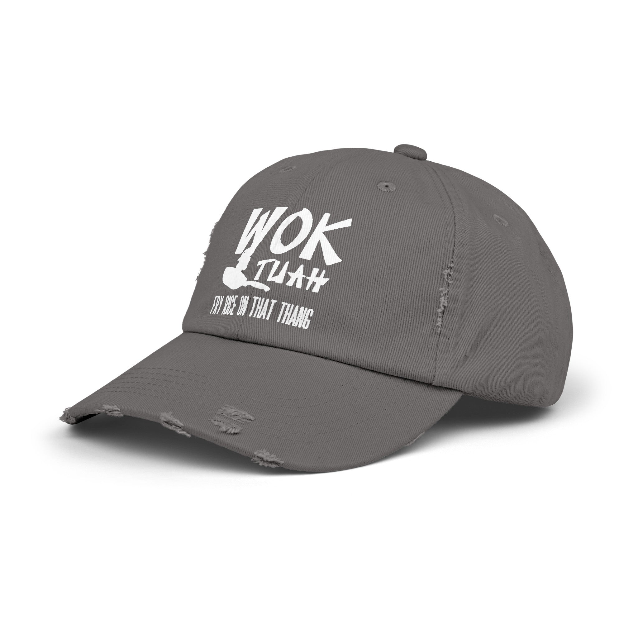 Wok Tuah Parody Distressed Baseball Cap | Viral Meme Pun 'Hawk Tuah' Design - Deez Teez