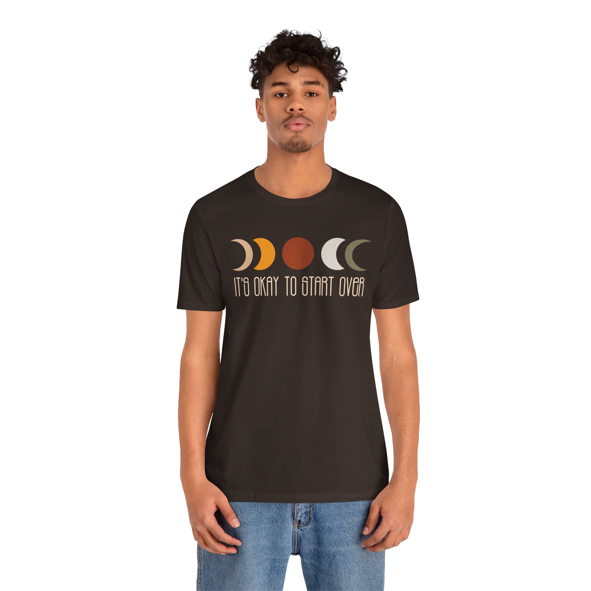 'It's Okay To Start Over' Moon Phase T-Shirt - Deez Teez