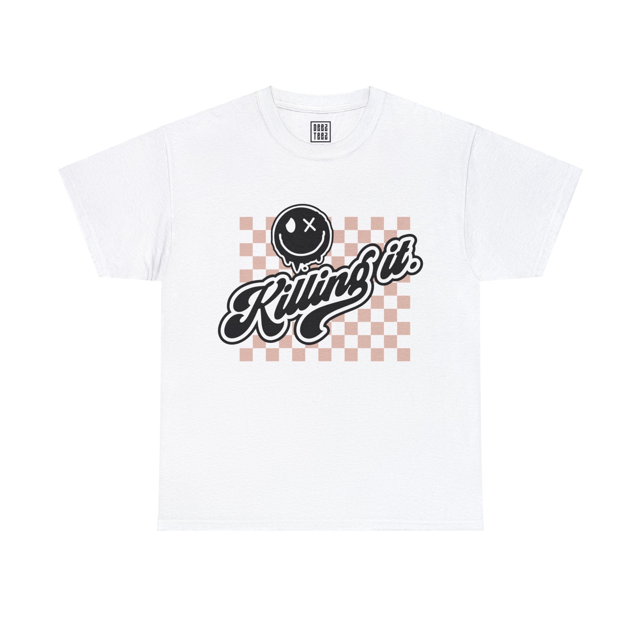 Checkered 'Killin' It' Smiley Face T-Shirt - Deez Teez