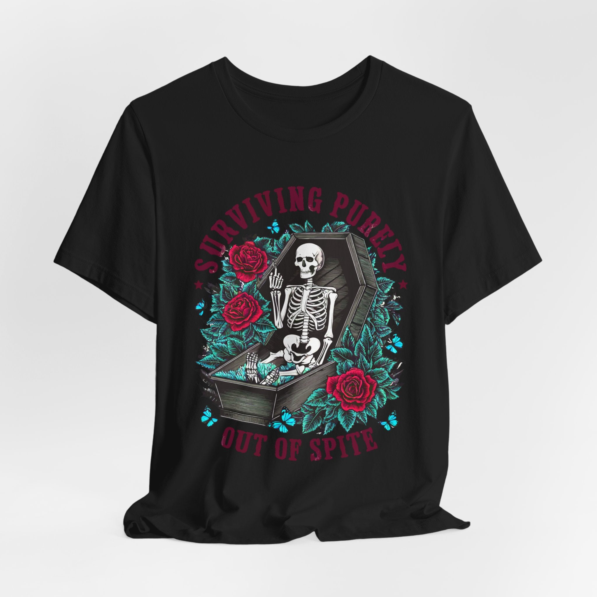 'Surviving Purely Out of Spite' | Skeleton Graphic Tee - Deez Teez