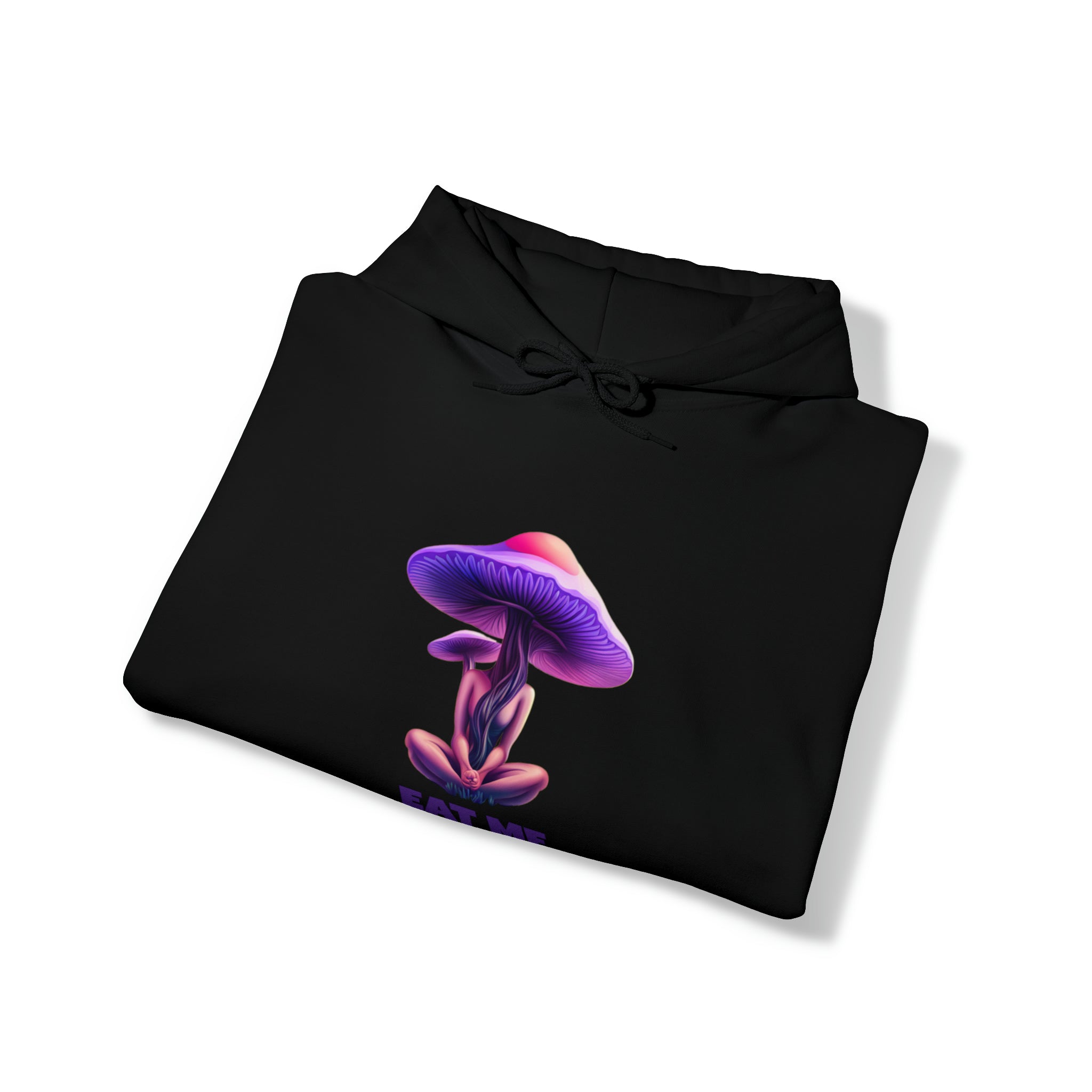 Surreal 'Eat Me' Mushroom Graphic Hooded Sweatshirt | Trippy Fungi Hoodie - Deez Teez