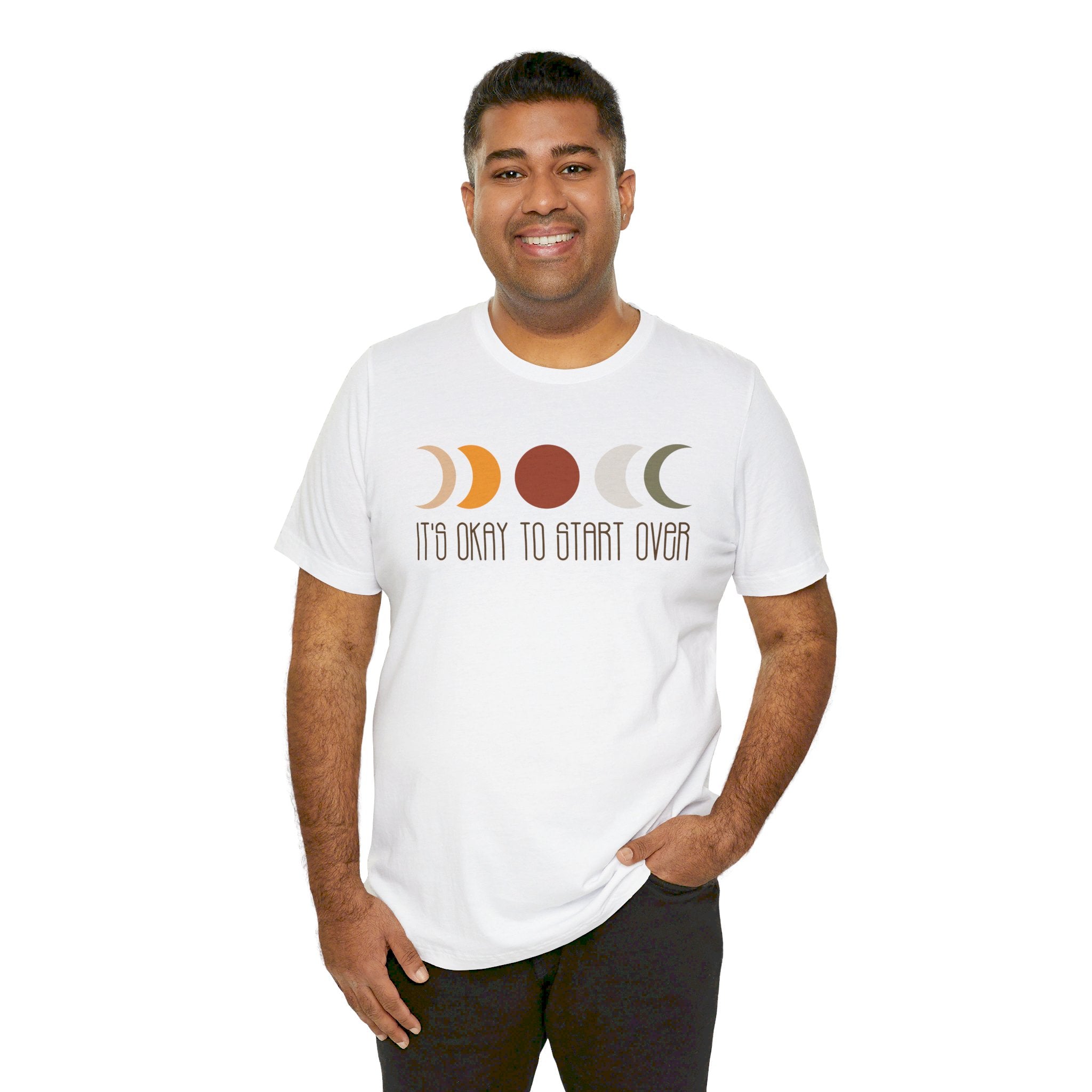 'It's Okay To Start Over' Moon Phase T-Shirt - Deez Teez