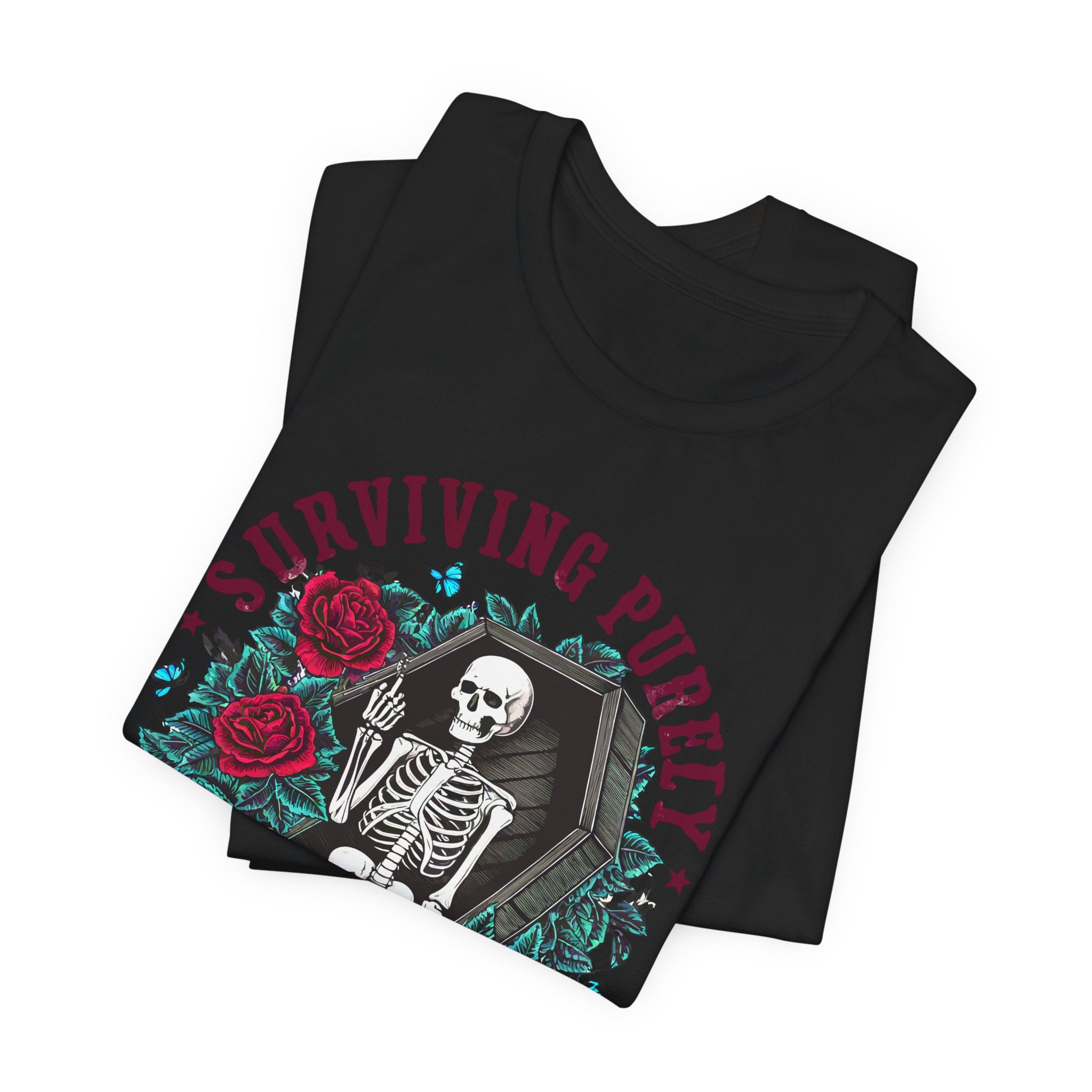 'Surviving Purely Out of Spite' | Skeleton Graphic Tee - Deez Teez