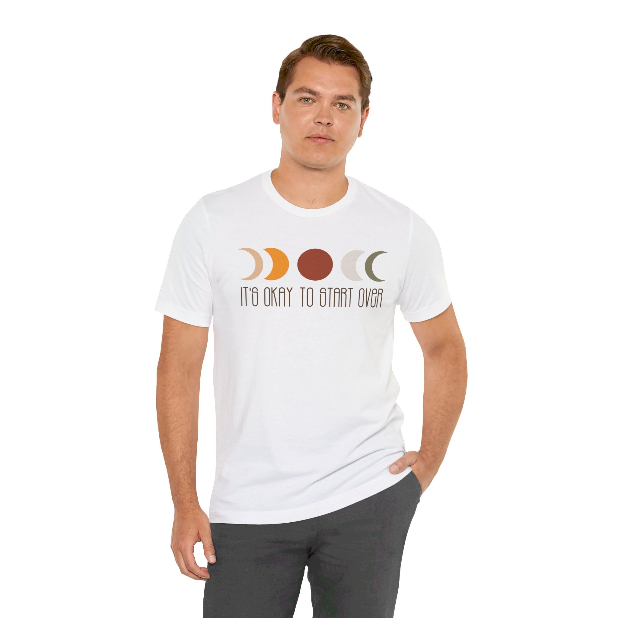 'It's Okay To Start Over' Moon Phase T-Shirt - Deez Teez