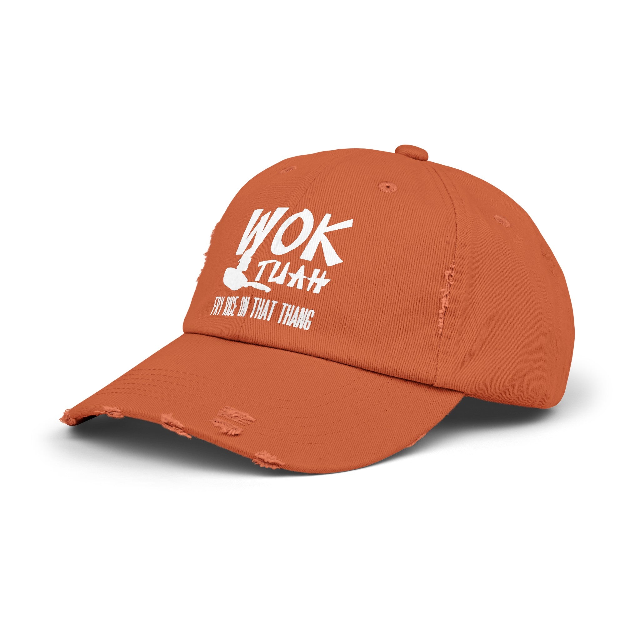 Wok Tuah Parody Distressed Baseball Cap | Viral Meme Pun 'Hawk Tuah' Design - Deez Teez