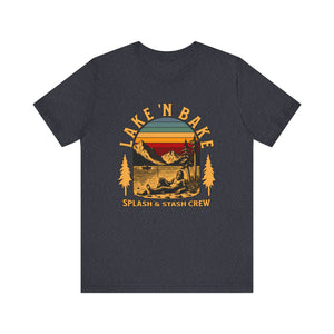 Lake & Bake Splash and Stash Crew Tee | Funny Weed Lake Life T-Shirt - Deez Teez