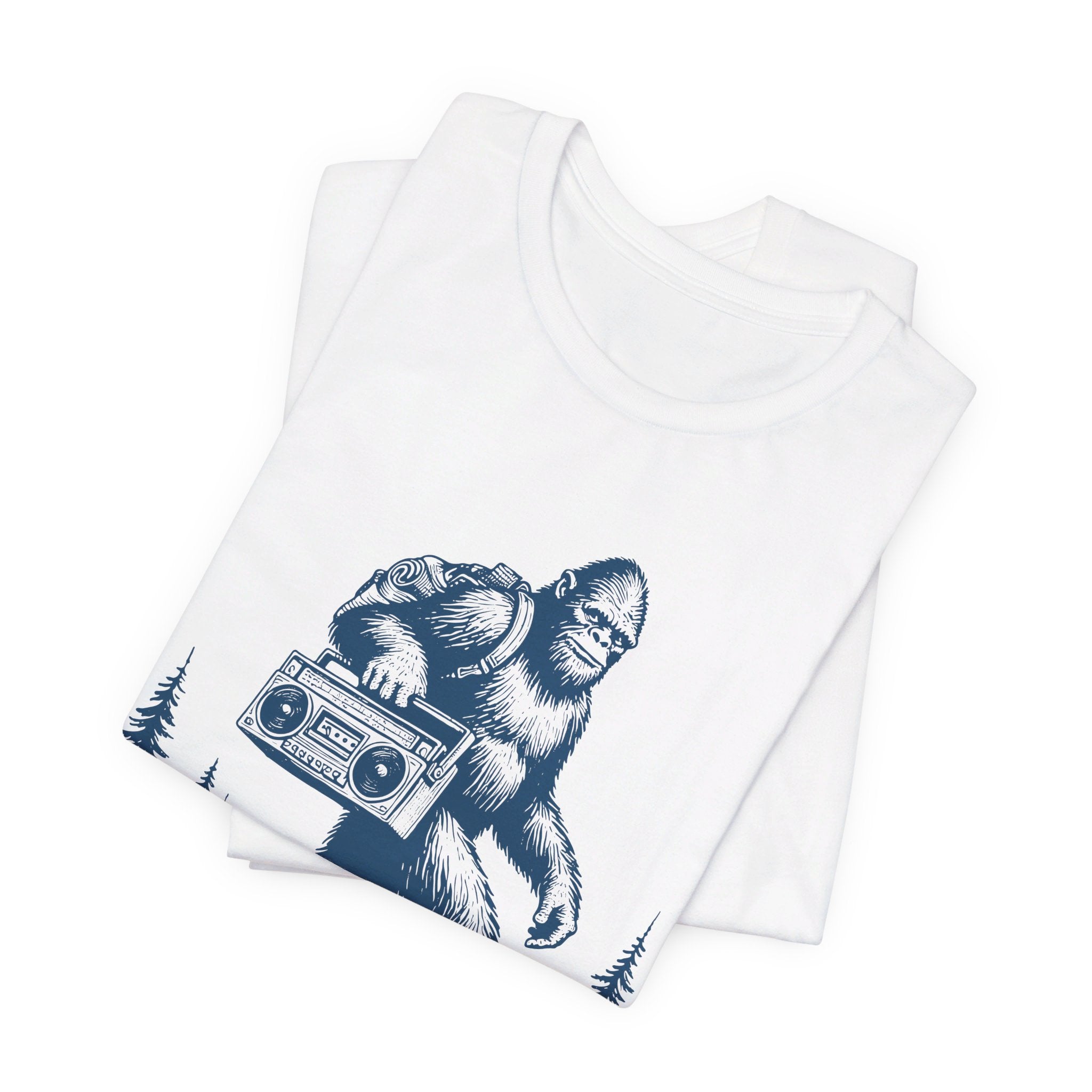 Bigfoot and the Beats Boombox T-Shirt | Retro Cryptid Design - Deez Teez