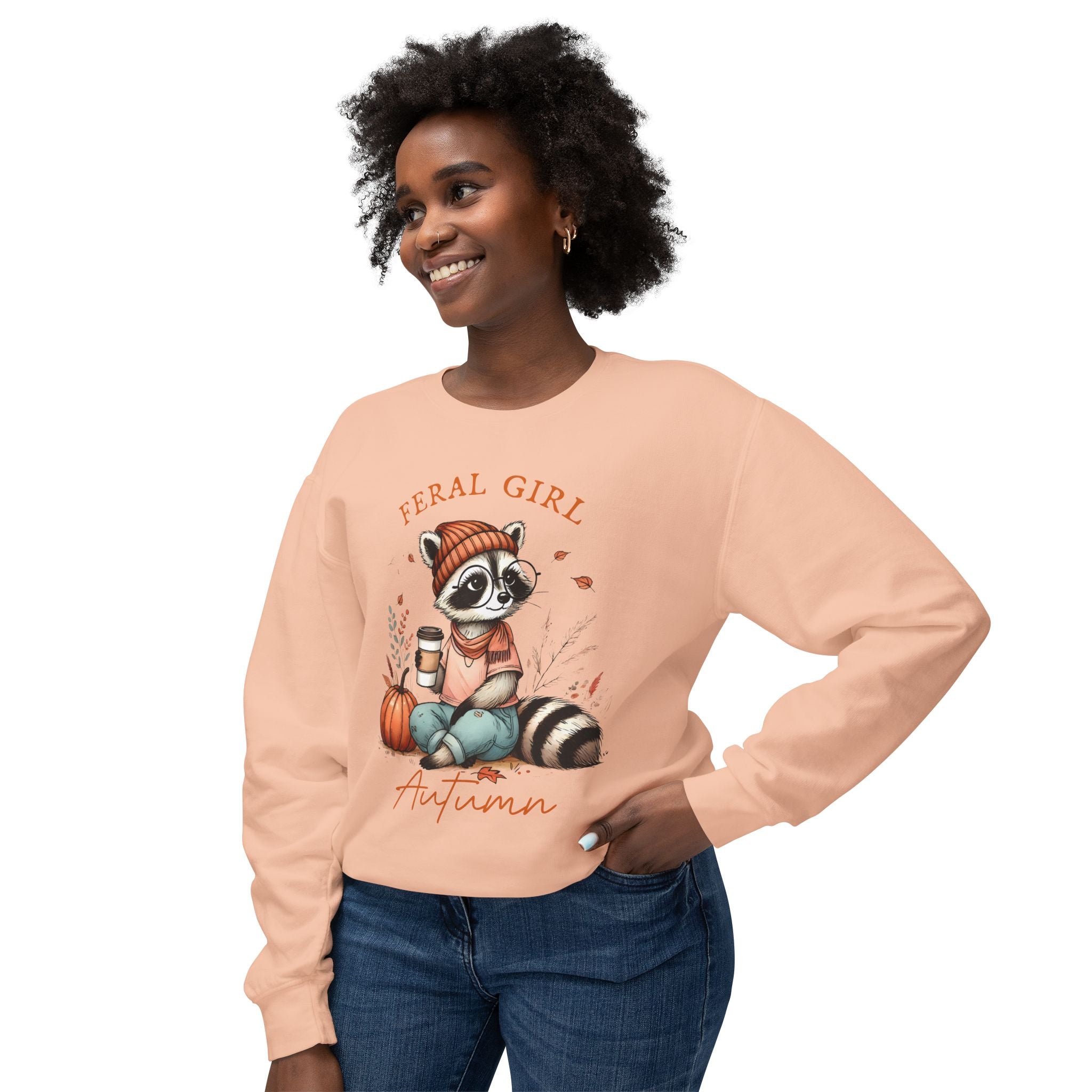 'Feral Girl Autumn' Pullover Crewneck Sweatshirt | Fall Apparel - Deez Teez