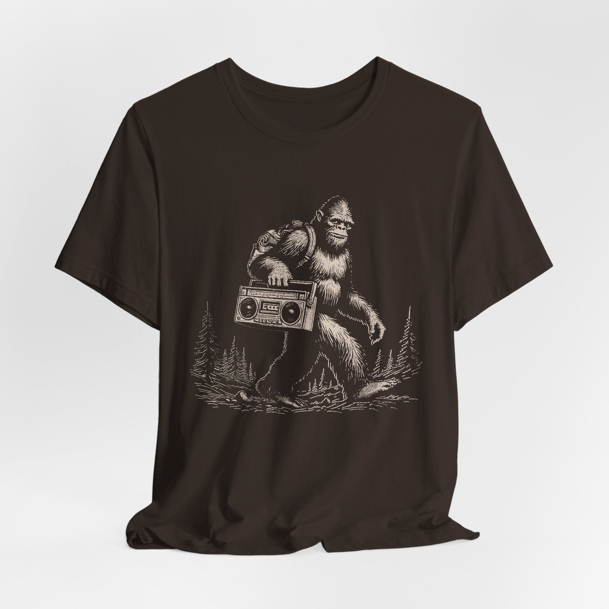 Bigfoot and the Beats Boombox T-Shirt | Retro Cryptid Design - Deez Teez